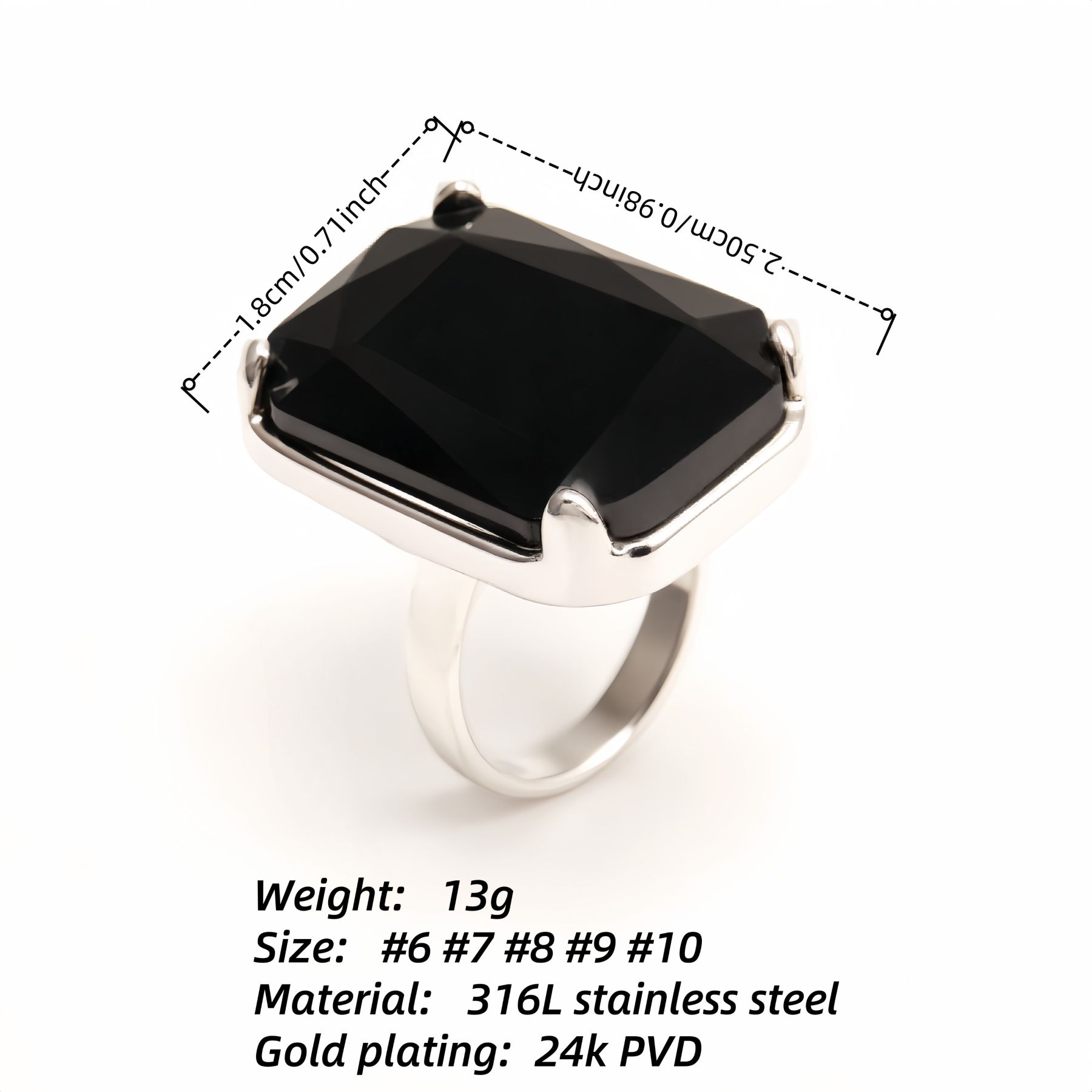 Minimalist Stainless Steel Colorful Gem Rings - Versatile Fashion Bands | K002810G-JinBaoJewerly