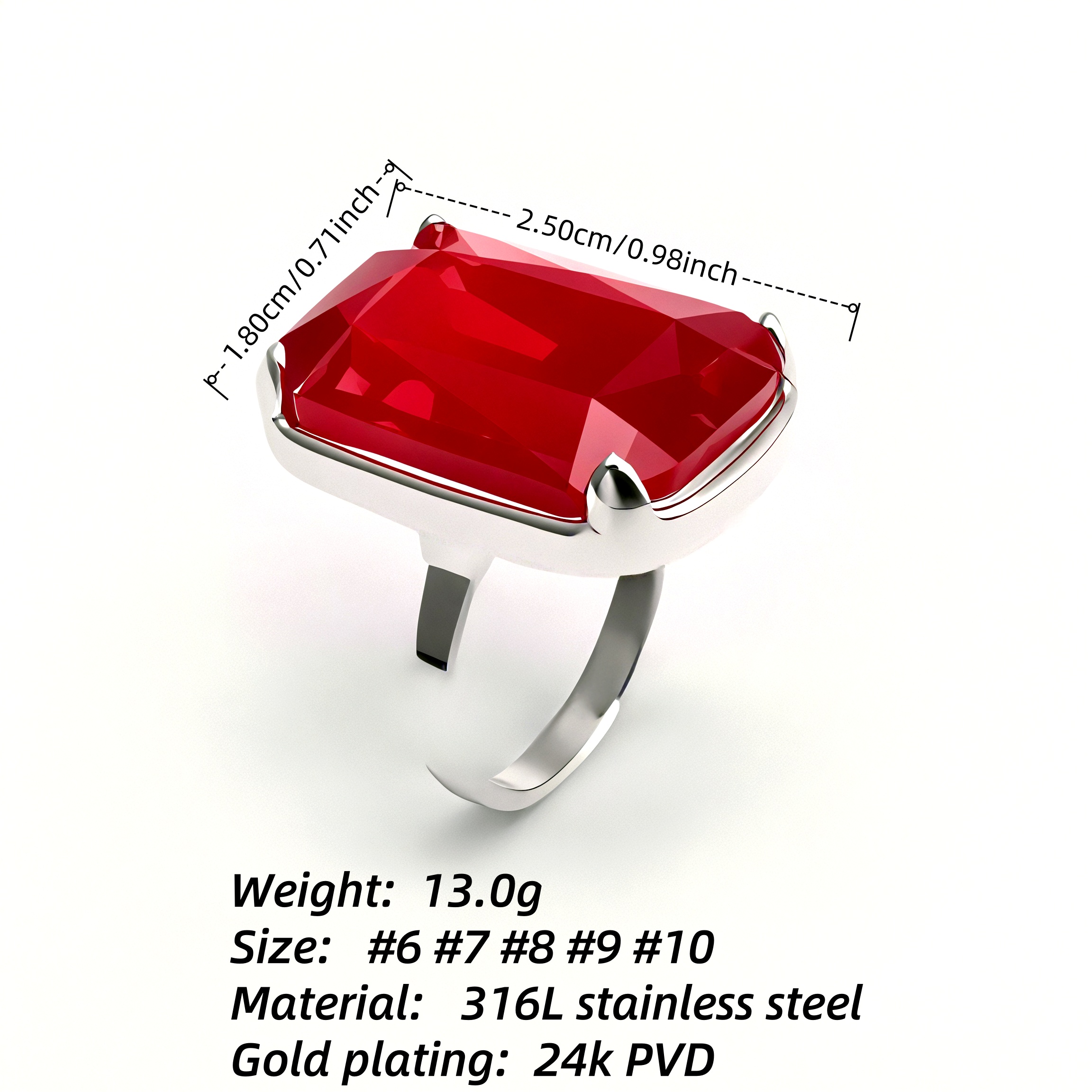 Minimalist Stainless Steel Colorful Gem Rings - Versatile Fashion Bands | K002810G-JinBaoJewerly