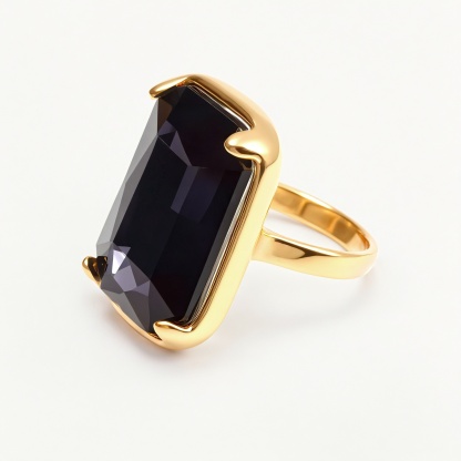 Luxurious Gold - Plated Colorful Gem Rings - Multiple Colors Available Trendy Bands | k002810J-JinBaoJewerly