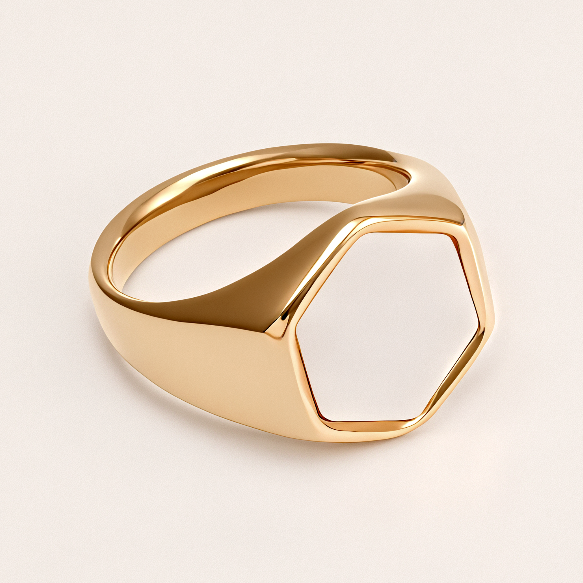Gold Hexagonal Opal Ring, Retro - Fashion Unisex Finger Ring  | A249J-JinBaoJewerly