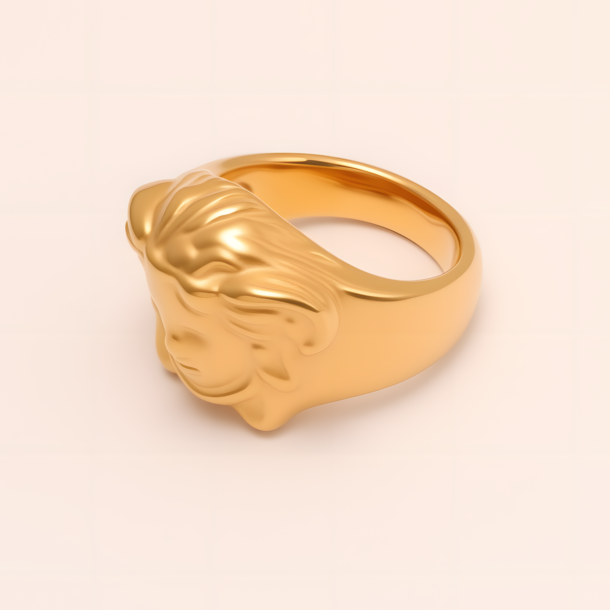 Majestic Lion - head Stainless Steel Ring - Trendy Accessory for Men | KHADZ-31GB-JinBaoJewerly
