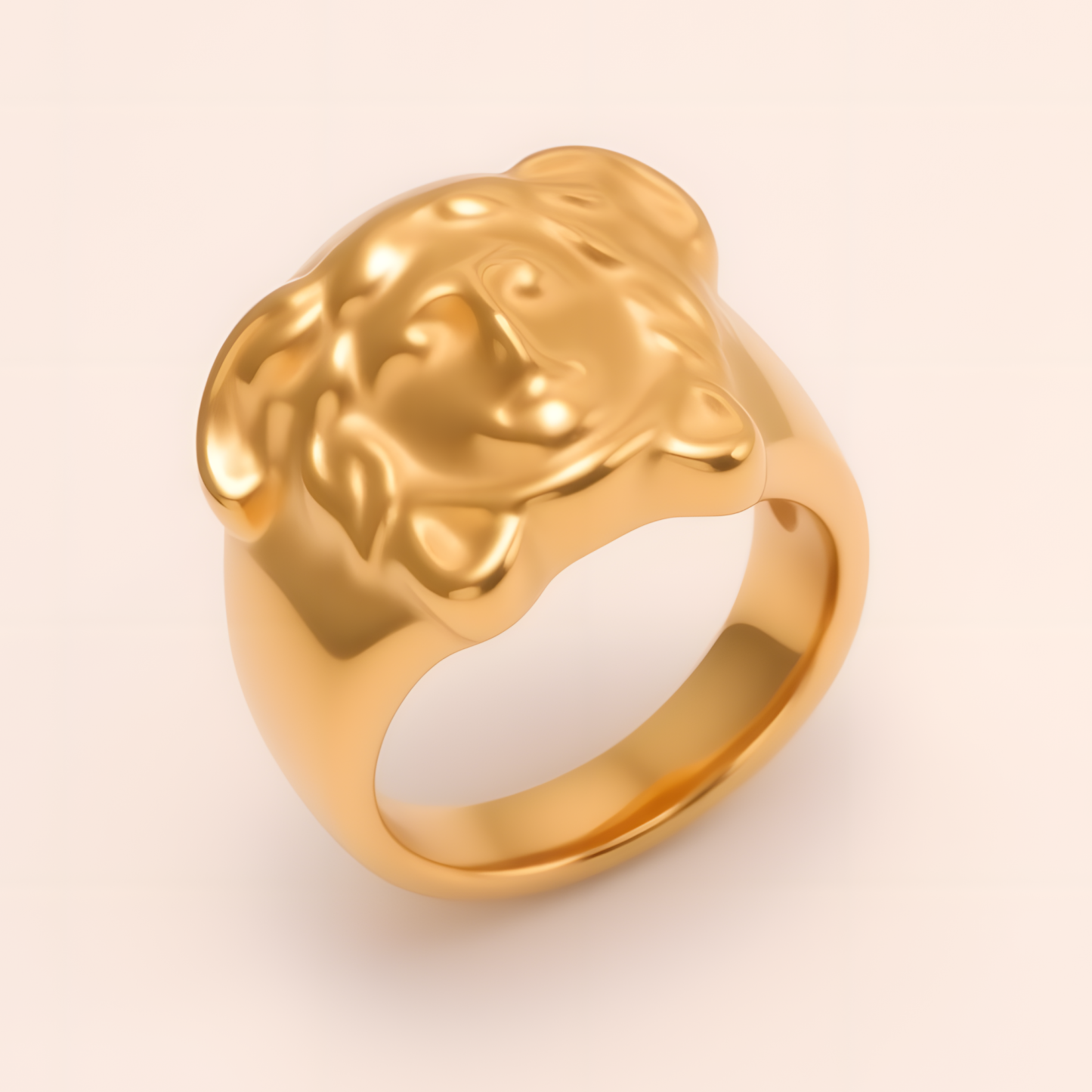 Majestic Lion - head Stainless Steel Ring - Trendy Accessory for Men | KHADZ-31GB-JinBaoJewerly