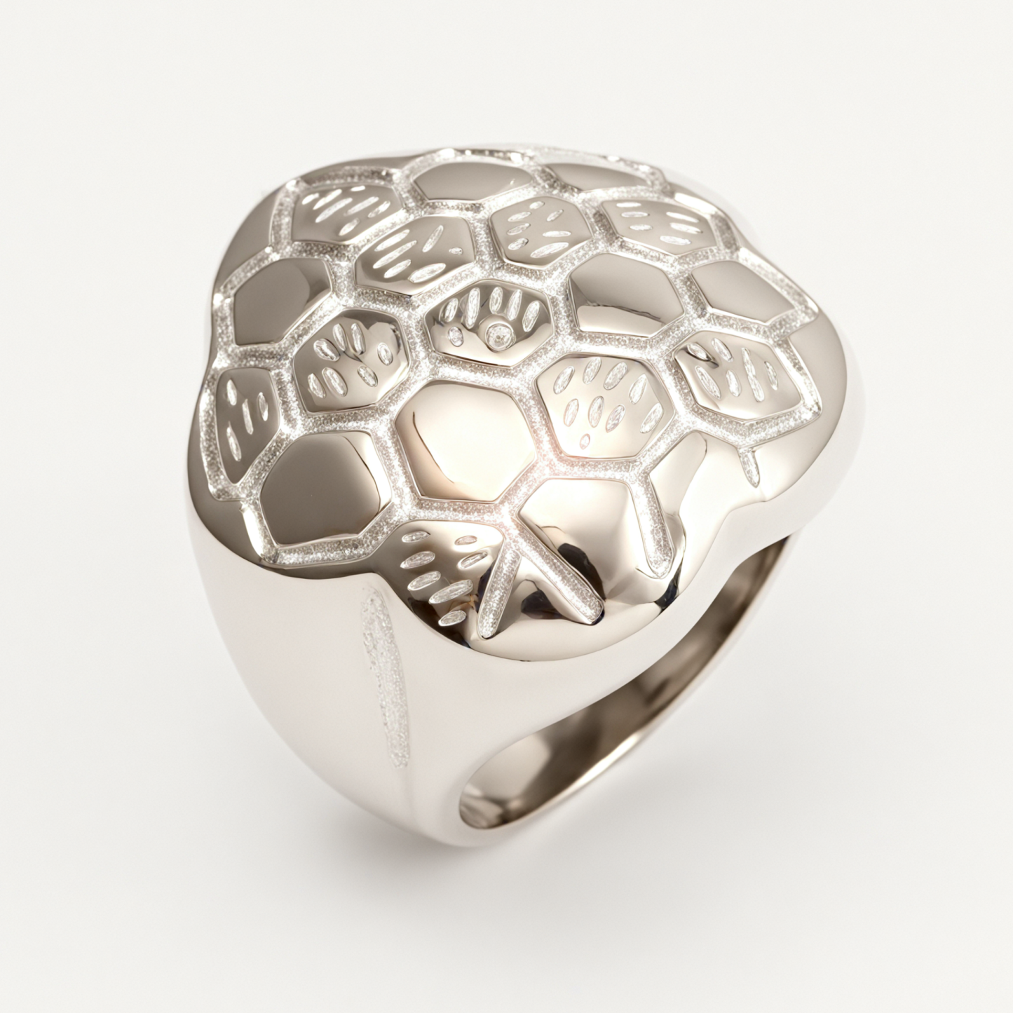 Gold/Silver Honeycomb - Textured Ring - Stylish and Personalized Jewelry | ML01236-JinBaoJewerly