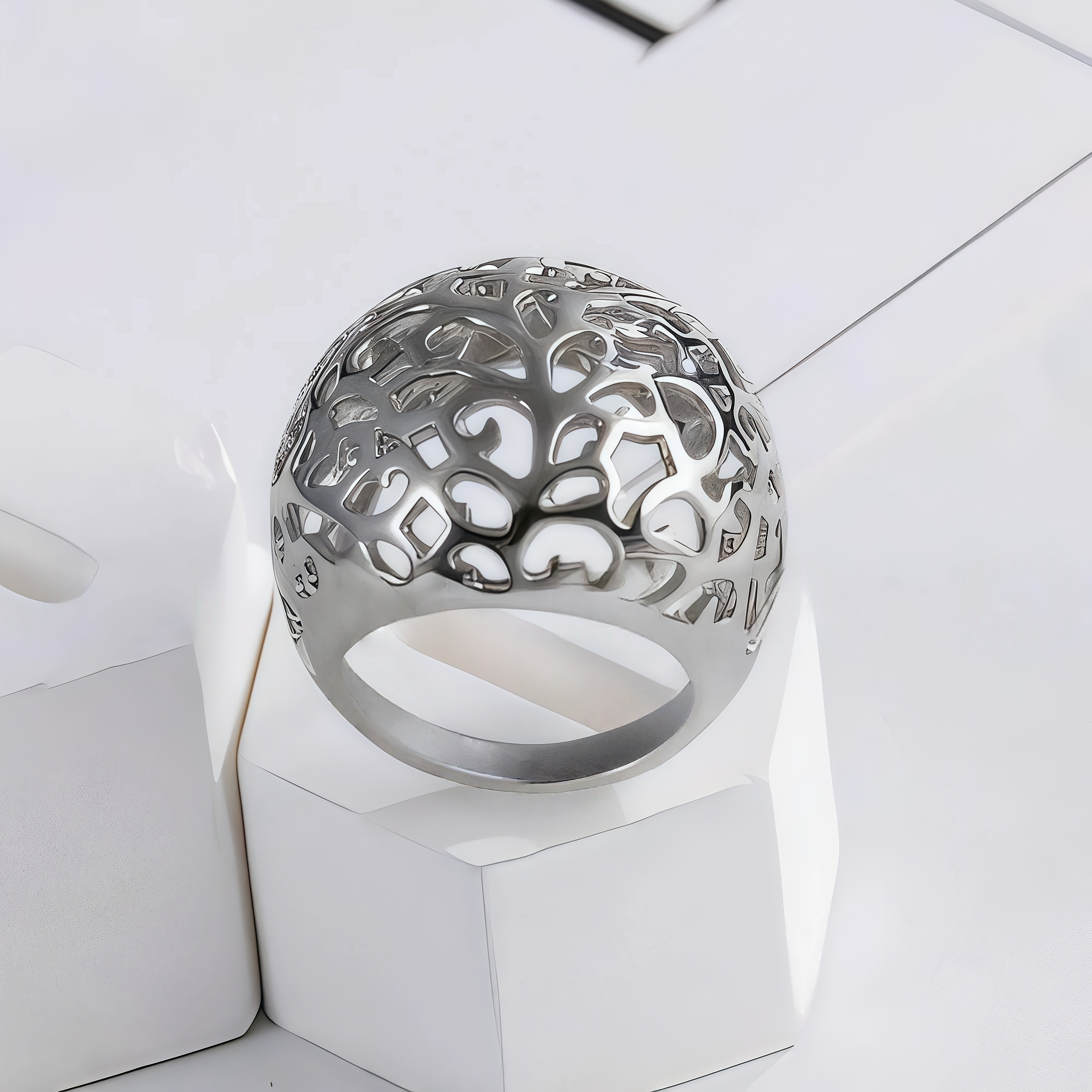 Exquisite Hollow Design Stainless Steel Ring Modern Elegant Style Women Ring | ML038-JinBaoJewerly