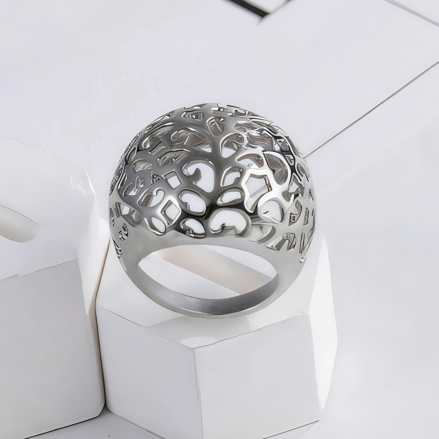 Exquisite Hollow Design Stainless Steel Ring Modern Elegant Style Women Ring | ML038-JinBaoJewerly