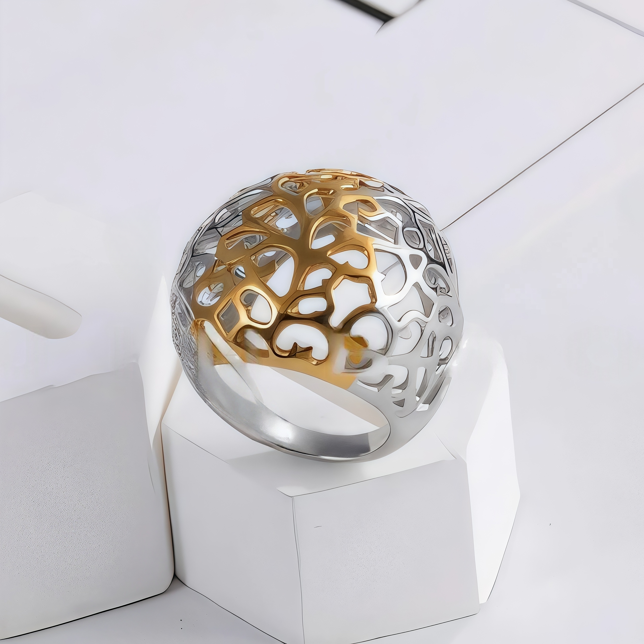 Exquisite Hollow Design Stainless Steel Ring Modern Elegant Style Women Ring | ML038-JinBaoJewerly