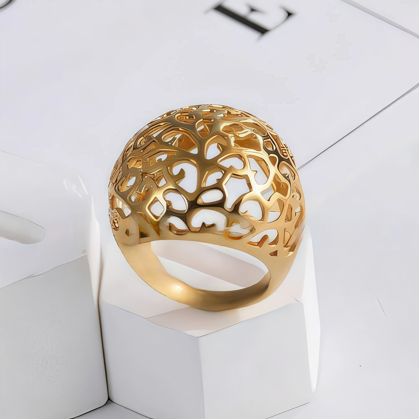 Exquisite Hollow Design Stainless Steel Ring Modern Elegant Style Women Ring | ML038-JinBaoJewerly