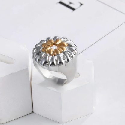Elegant Flower Shaped Stainless Steel Ring Retro Chic Women Ring | ML089-JinBaoJewerly
