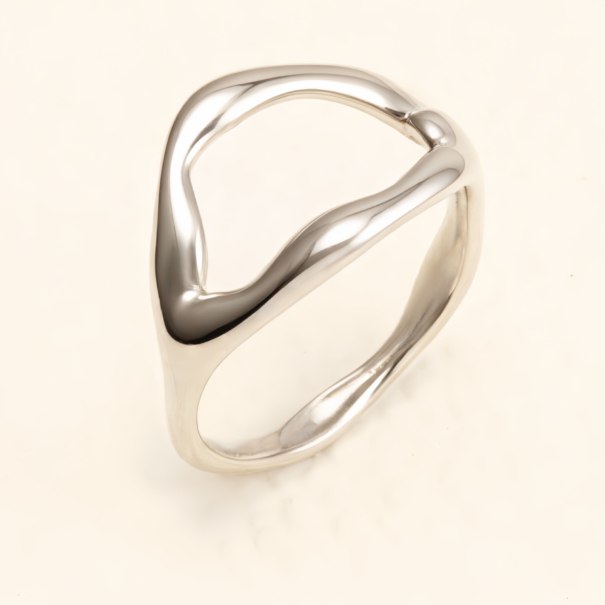 Minimalist Streamline Stainless Steel Ring, Unique Geometric Design for Men & Women | N001466-JinBaoJewerly