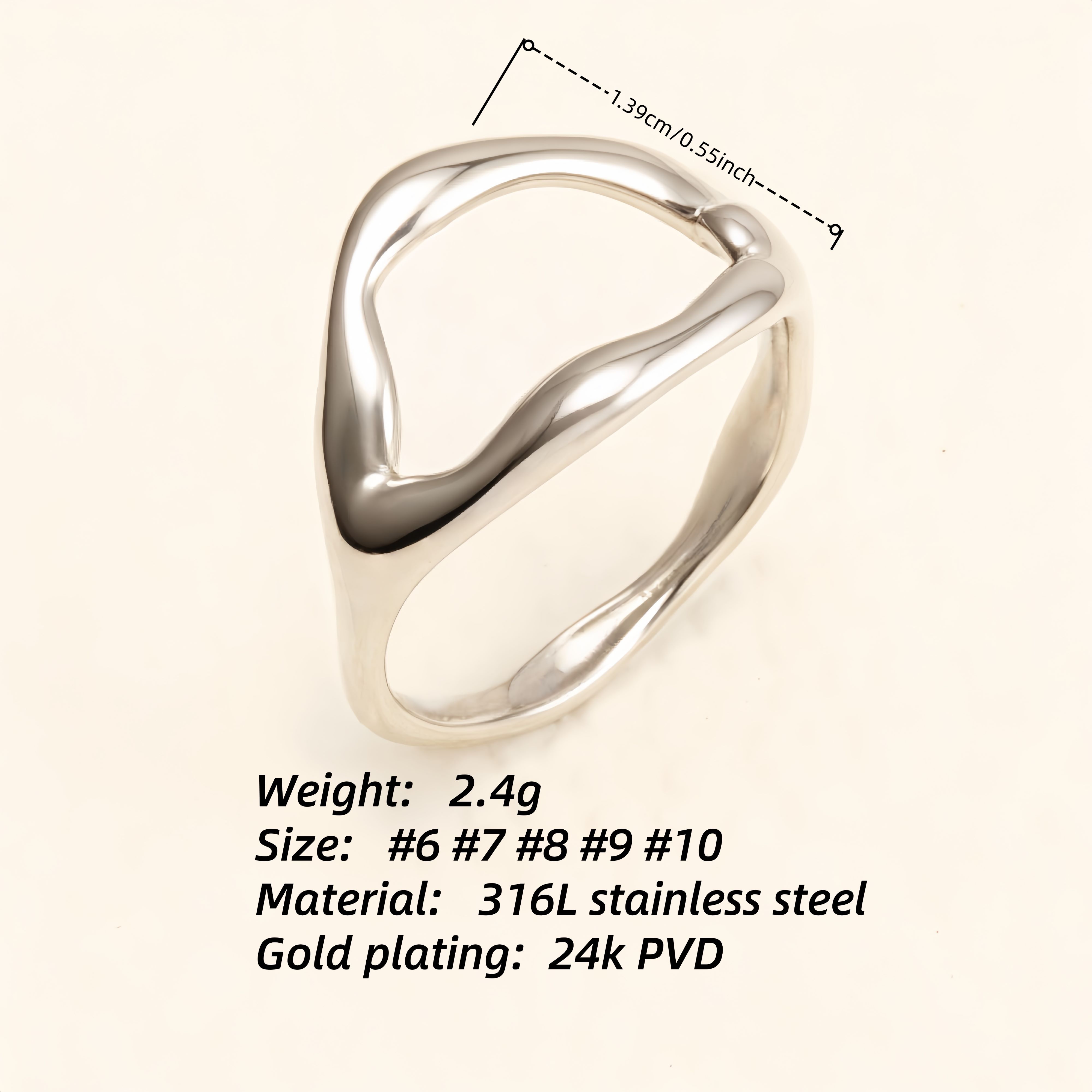 Minimalist Streamline Stainless Steel Ring, Unique Geometric Design for Men & Women | N001466-JinBaoJewerly