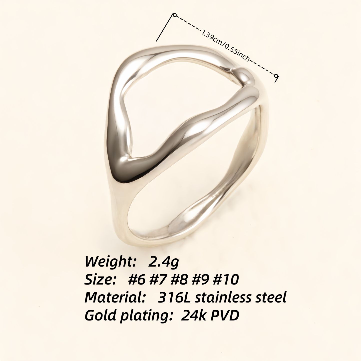 Minimalist Streamline Stainless Steel Ring, Unique Geometric Design for Men & Women | N001466-JinBaoJewerly
