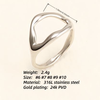 Minimalist Streamline Stainless Steel Ring, Unique Geometric Design for Men & Women | N001466-JinBaoJewerly