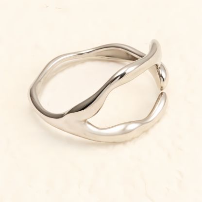Minimalist Streamline Stainless Steel Ring, Unique Geometric Design for Men & Women | N001466-JinBaoJewerly