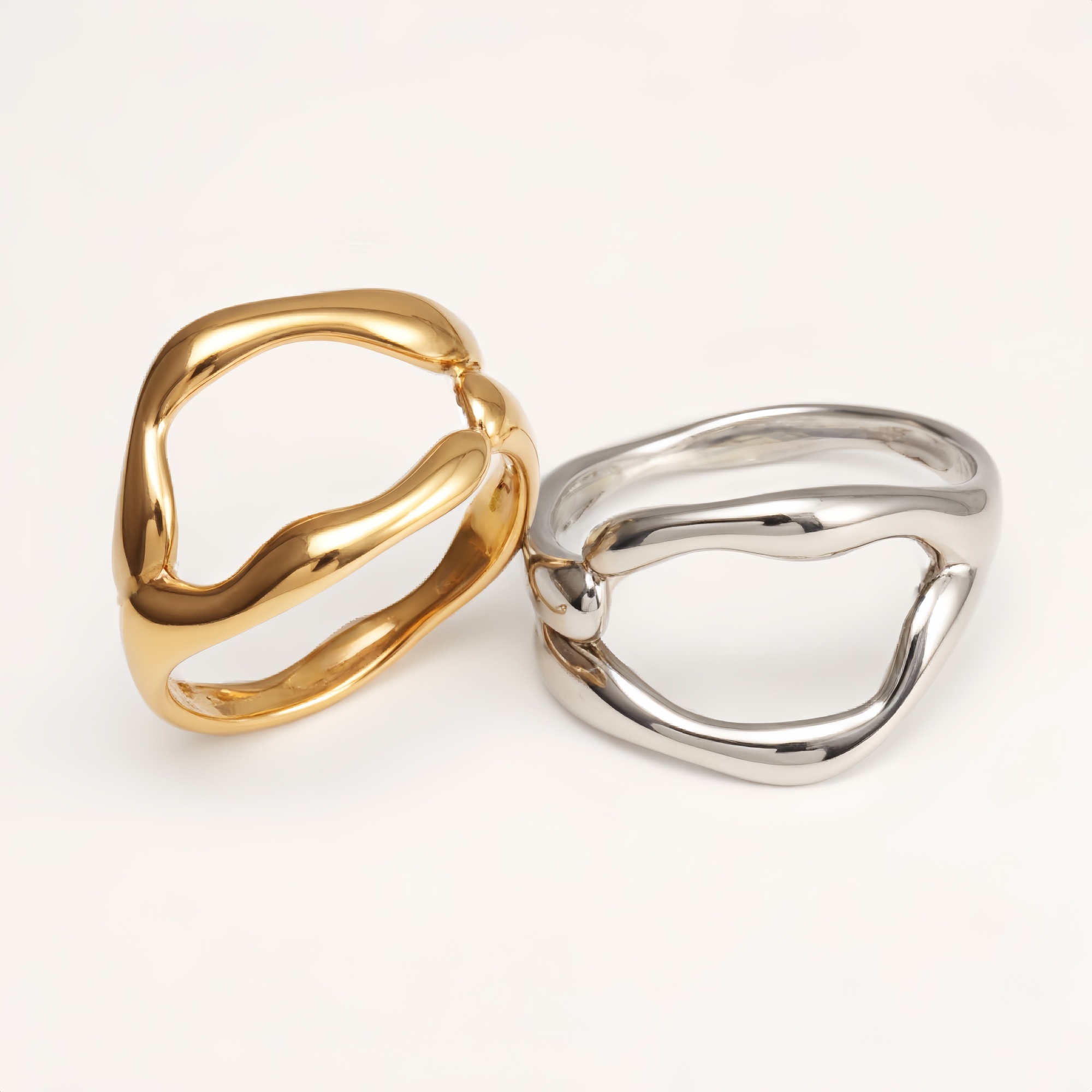 Minimalist Streamline Stainless Steel Ring, Unique Geometric Design for Men & Women | N001466-JinBaoJewerly