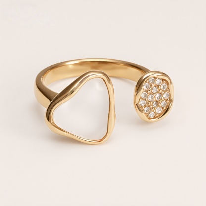 Vintage Gold Heart Pearl Shell Ring Set, Stainless Steel Stackable Rings, Minimalist Luxury Rings for Women 