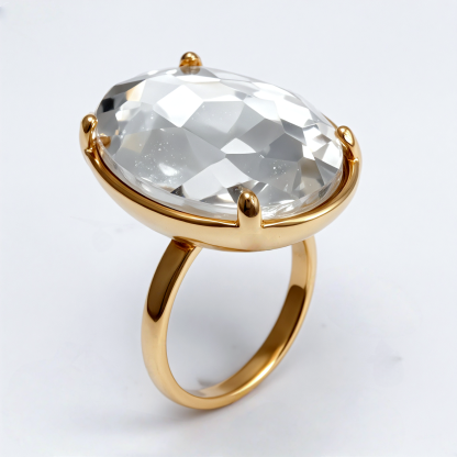 Gold - Inlaid Multicolored Oval Gemstone Ring - Stylish and Personalized Jewelry | N001646JLV-JinBaoJewerly