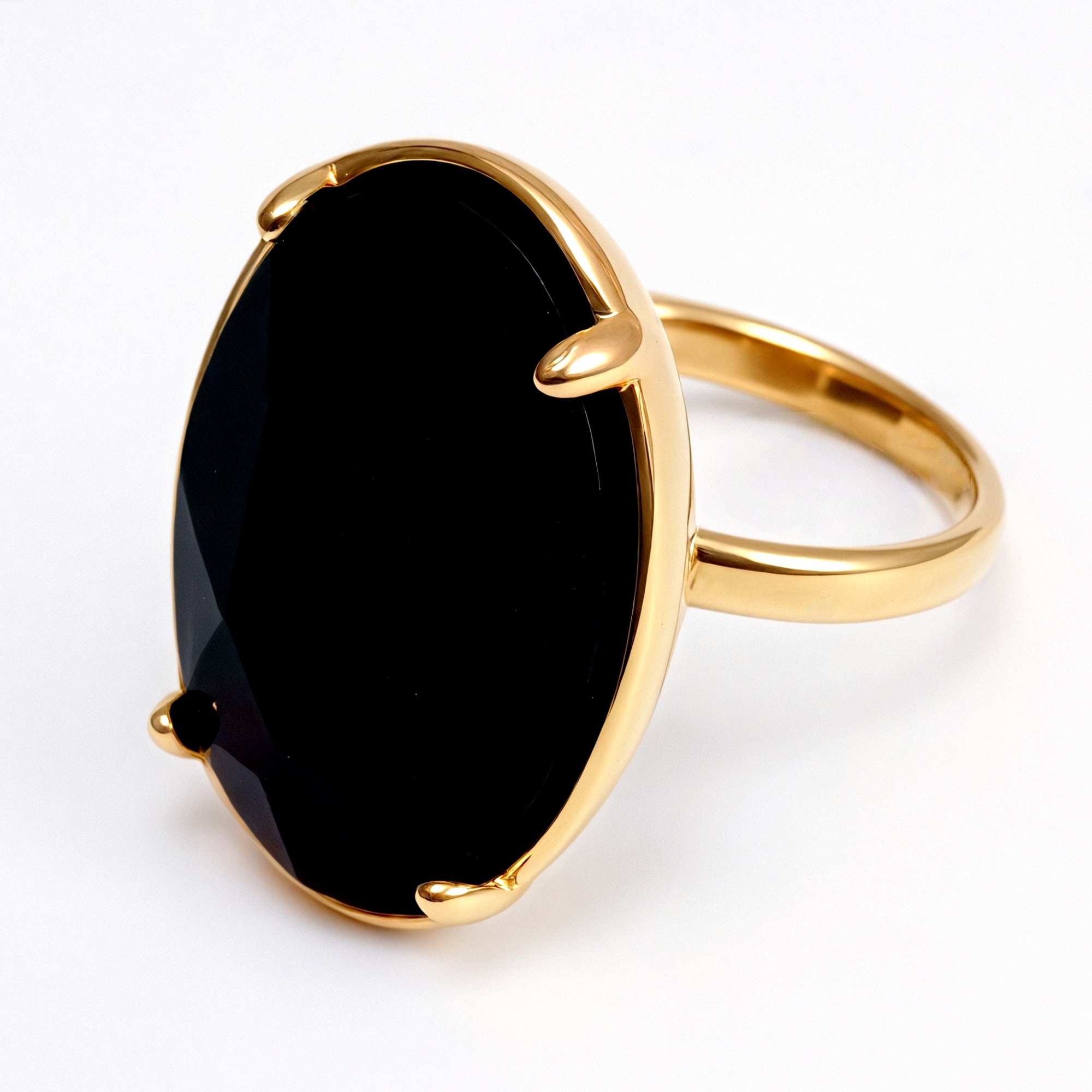 Gold - Inlaid Multicolored Oval Gemstone Women's Stainless Steel Ring | N001646JLV-JinBaoJewerly
