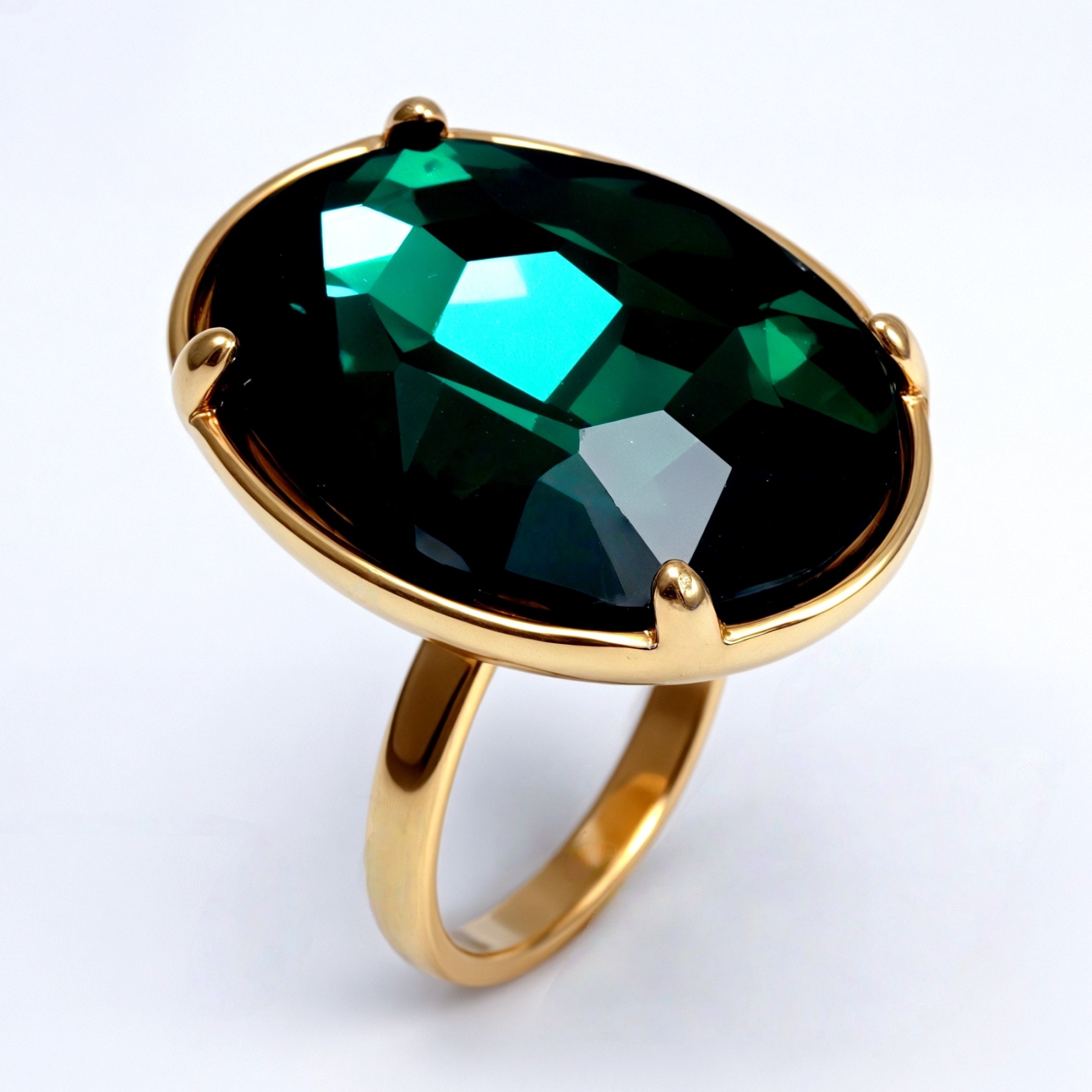 Gold - Inlaid Multicolored Oval Gemstone Ring - Stylish and Personalized Jewelry | N001646JLV-JinBaoJewerly