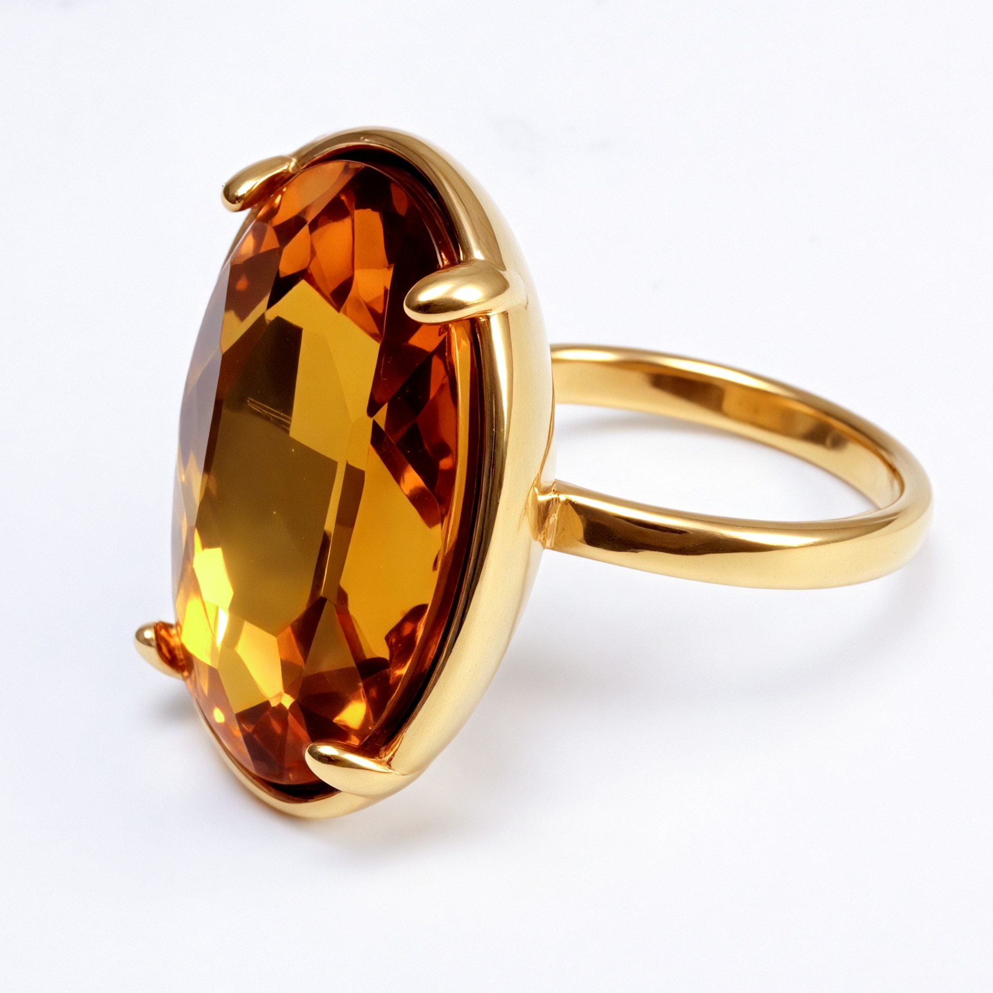 Gold - Inlaid Multicolored Oval Gemstone Women's Stainless Steel Ring | N001646JLV-JinBaoJewerly