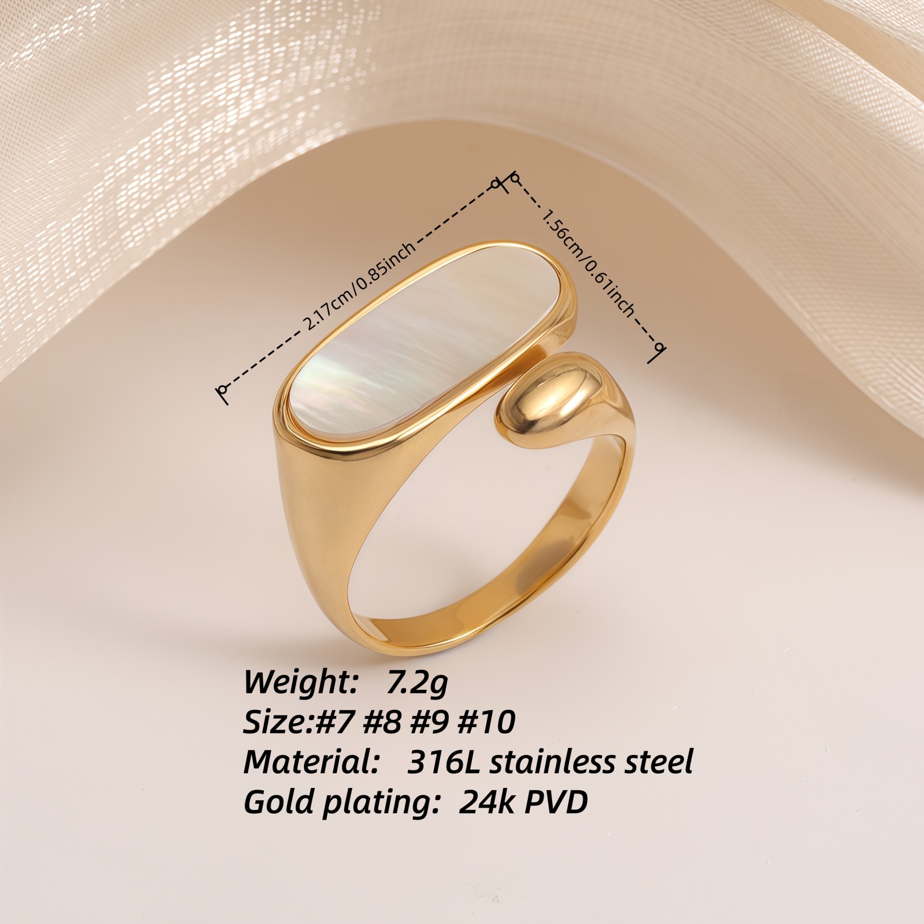 Metallic Texture Mother - of - Pearl Ring Set - Trendy and Versatile Unisex Accessory