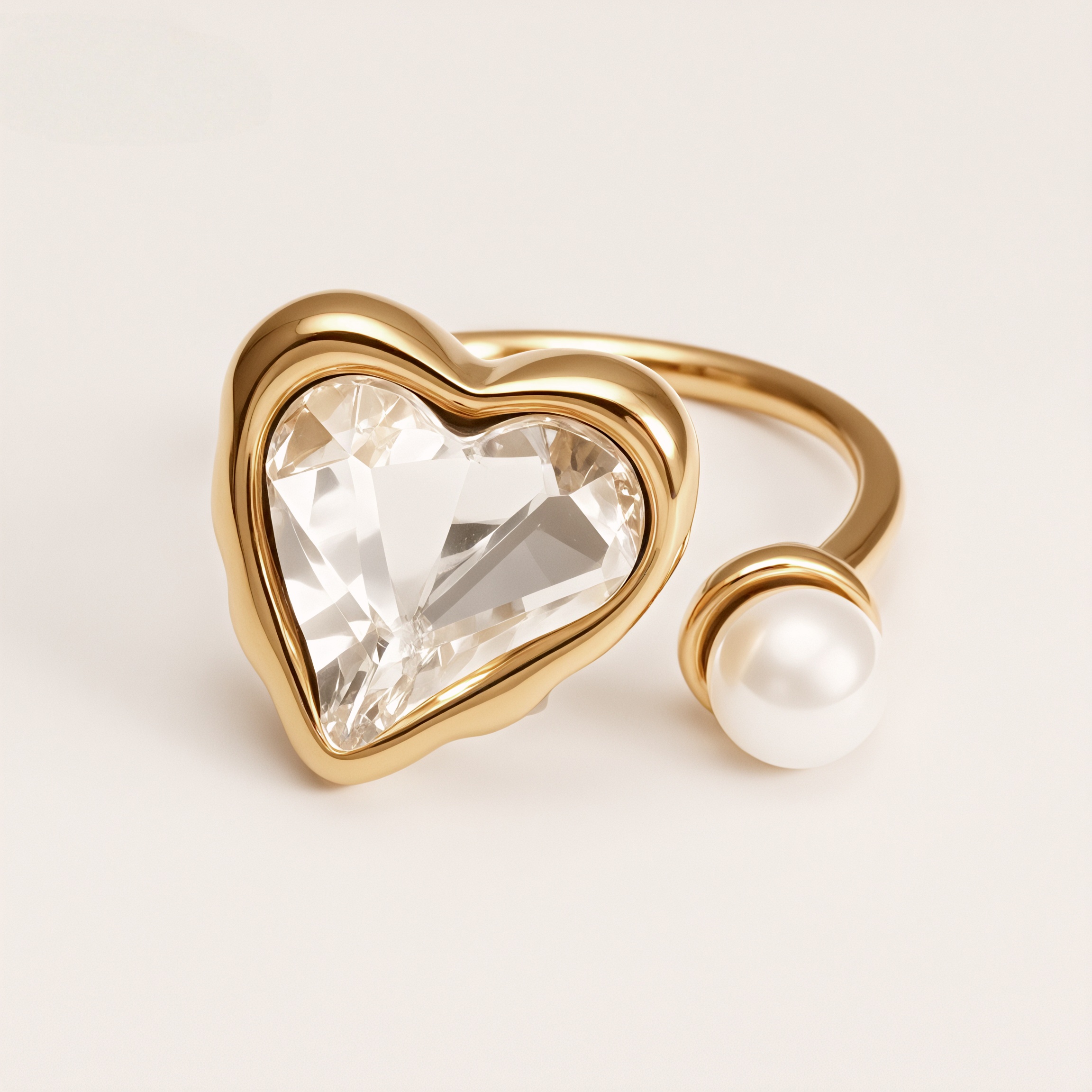 Vintage Gold Heart Pearl Shell Ring Set, Stainless Steel Stackable Rings, Minimalist Luxury Rings for Women 