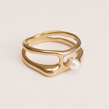 Vintage Gold Heart Pearl Shell Ring Set, Stainless Steel Stackable Rings, Minimalist Luxury Rings for Women 