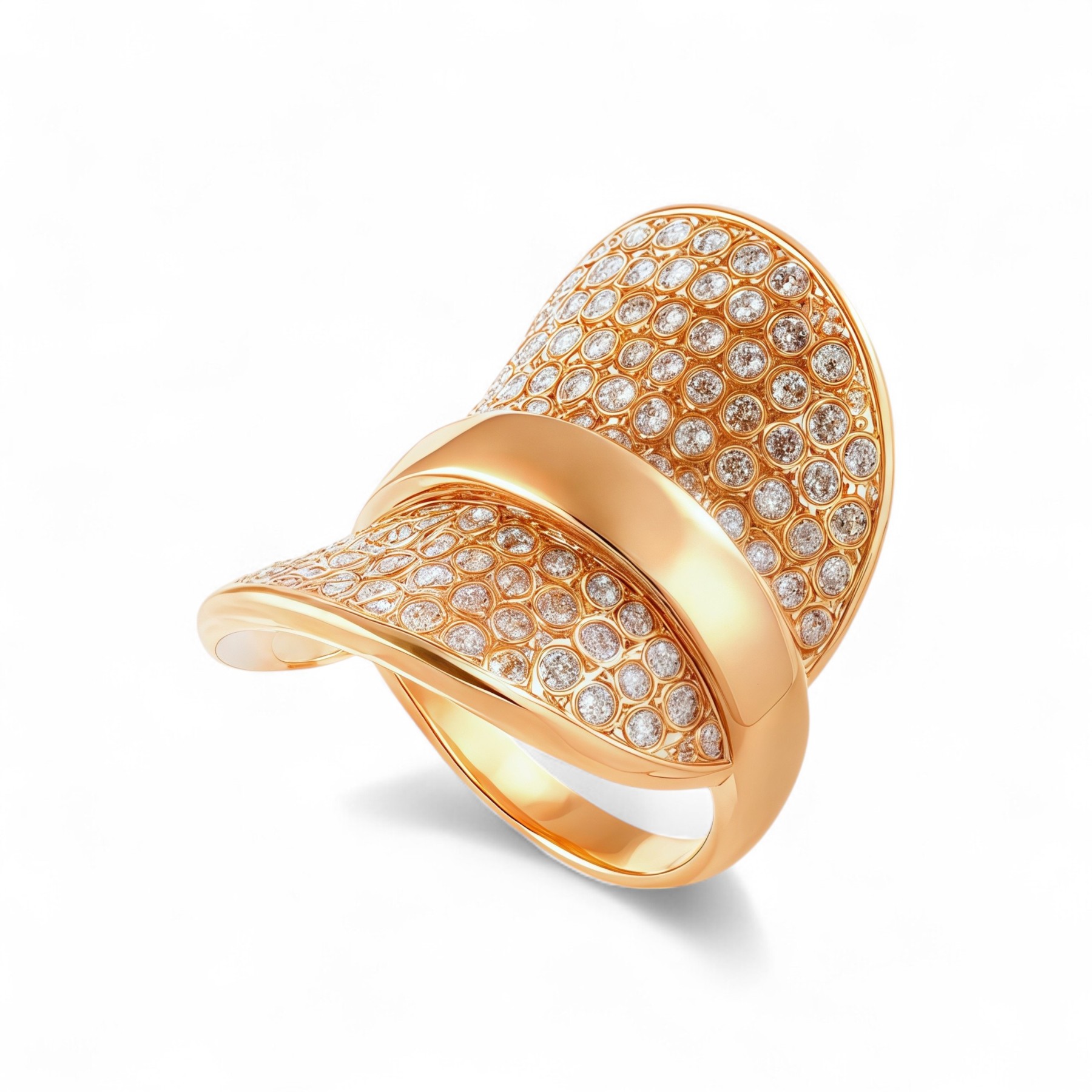 Elegant Rhinestone Embellished Gold Band Ring for Women | N00422-JinBaoJewerly