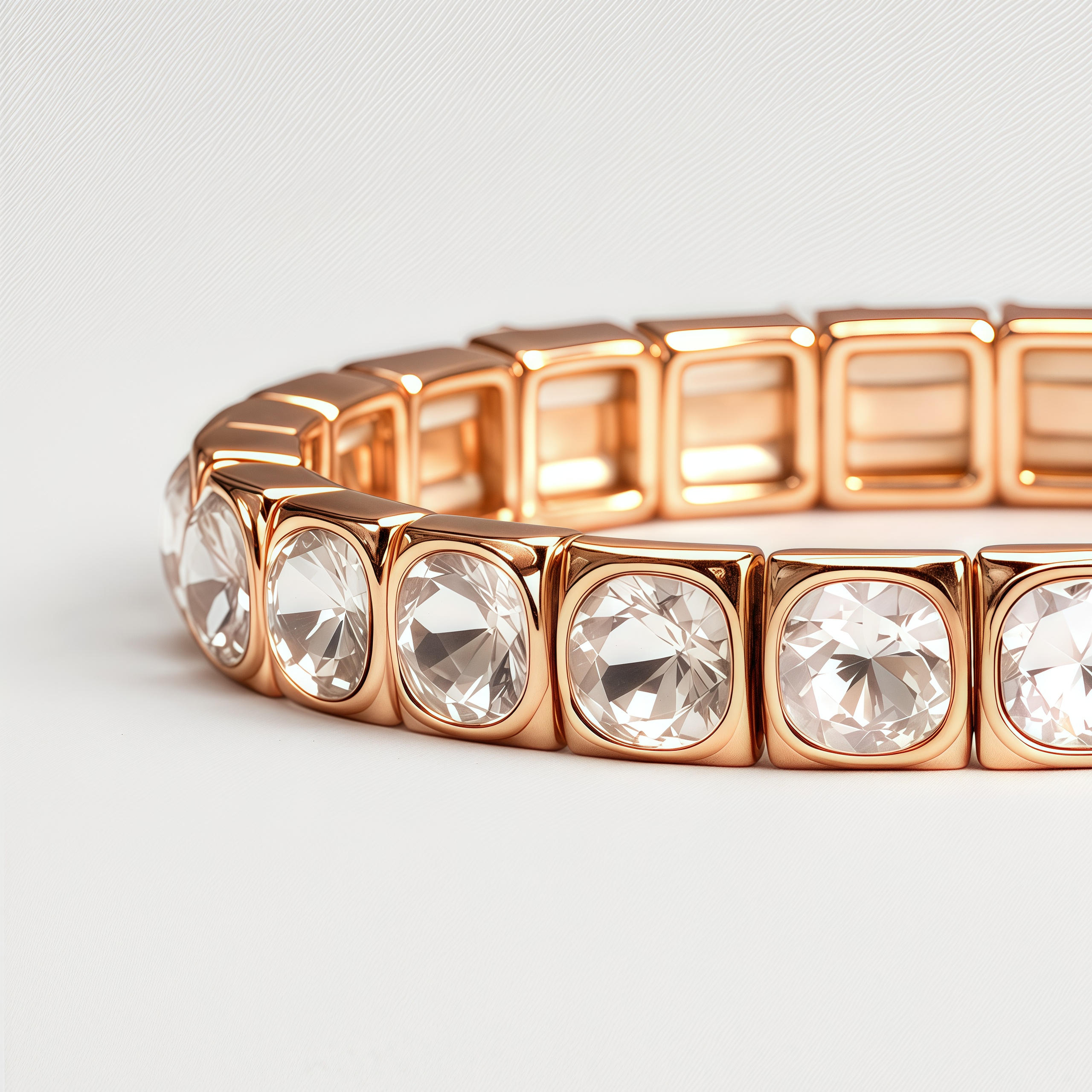 Women's Elegant Stainless Steel Square Crystal Stretch Bracelet