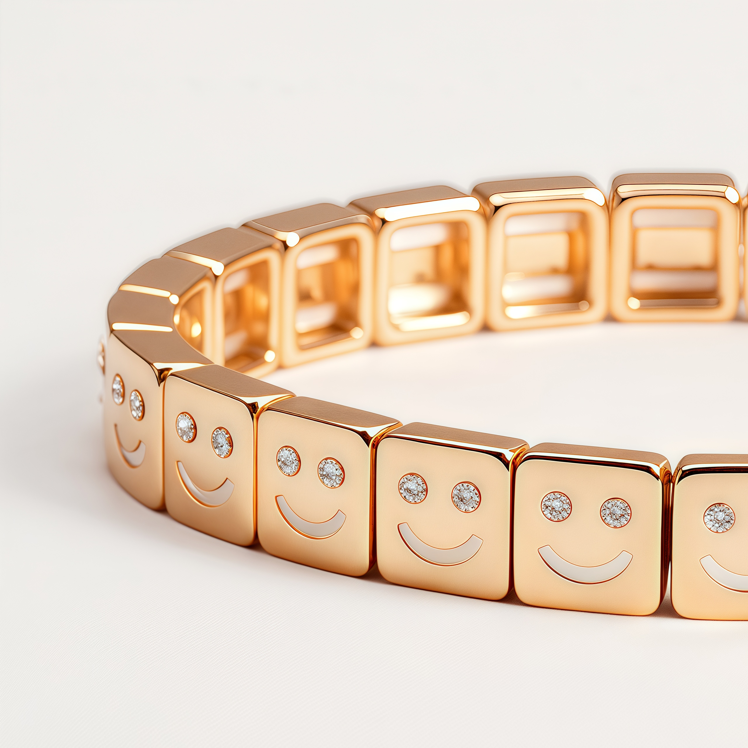 Rose Gold Tone Square Cut Crystal Stretch Tennis Bracelet