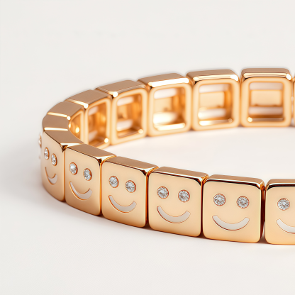 Rose Gold Tone Square Cut Crystal Stretch Tennis Bracelet