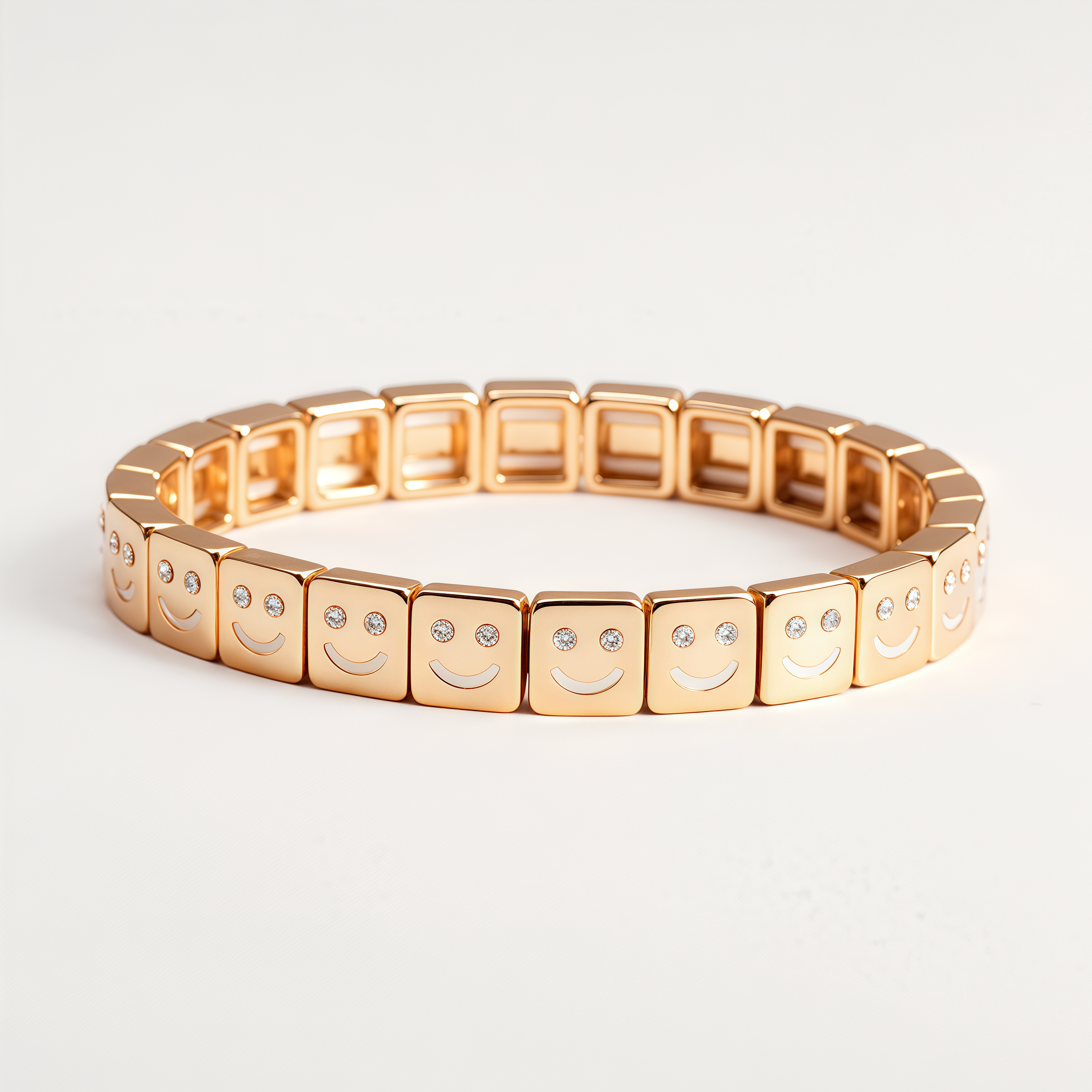 Rose Gold Tone Square Cut Crystal Stretch Tennis Bracelet