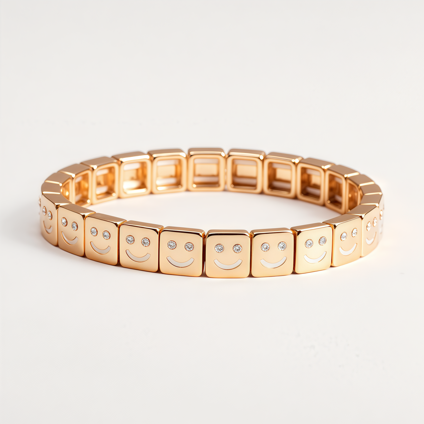 Rose Gold Tone Square Cut Crystal Stretch Tennis Bracelet