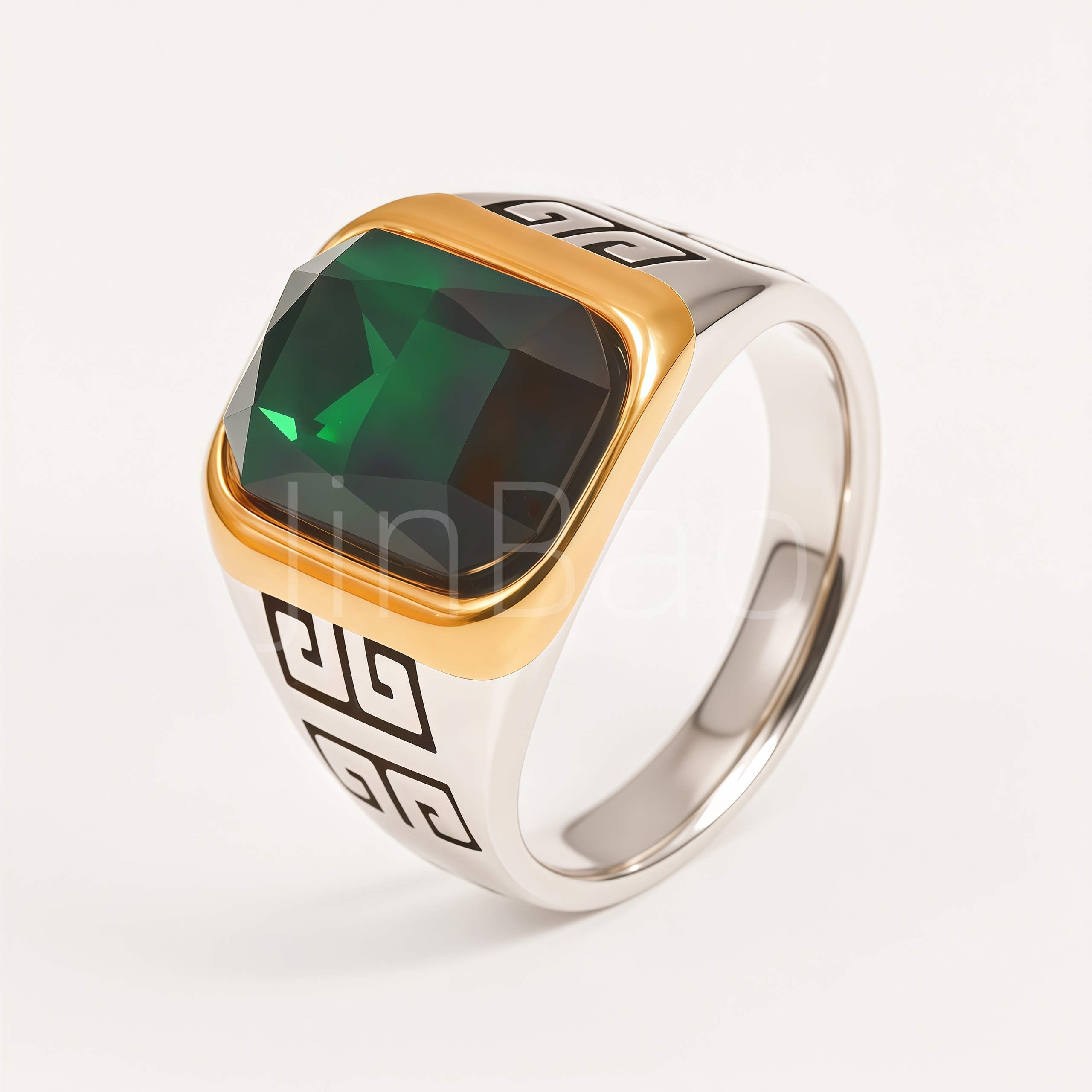 Retro Chinese Geometric Meander Men Ring | B165