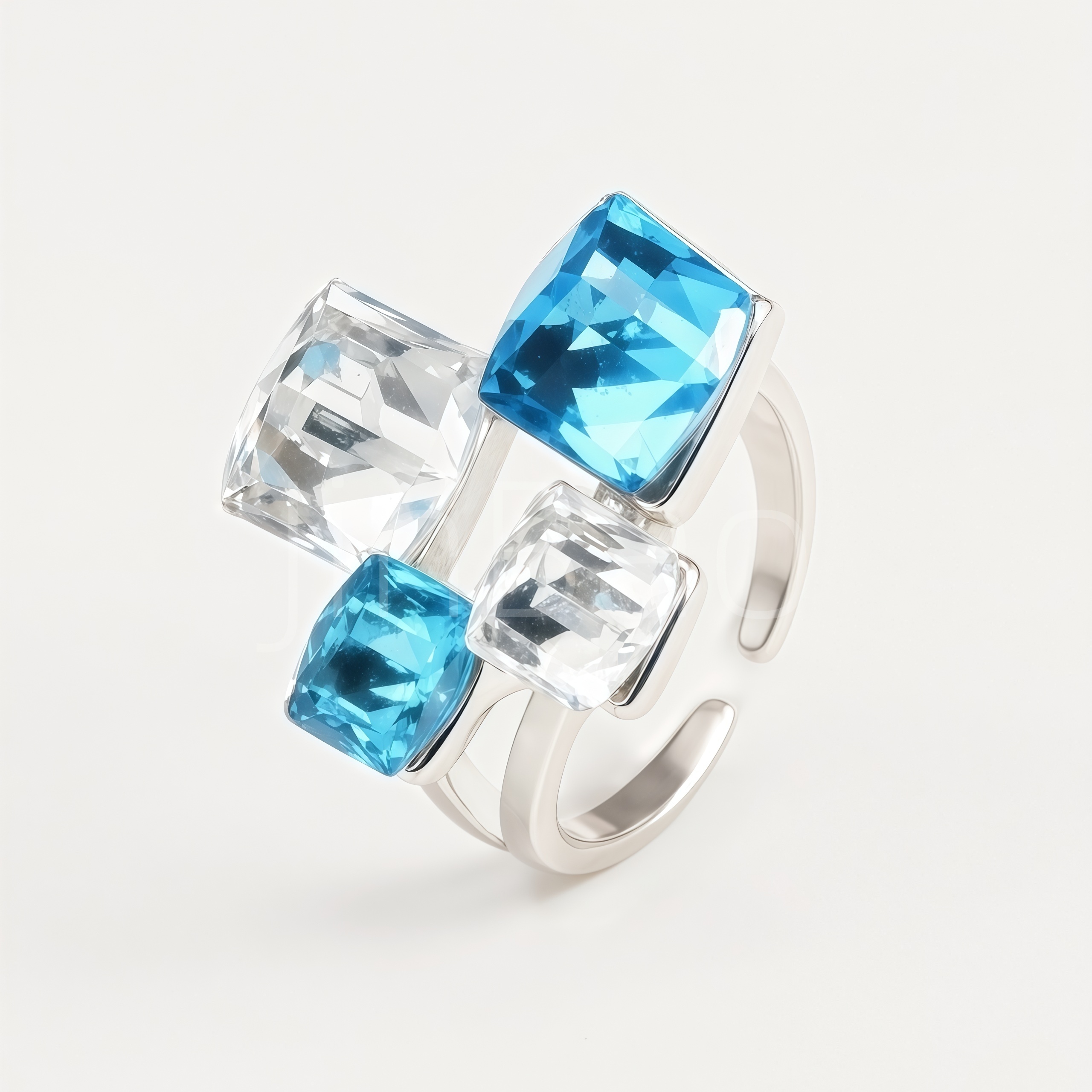 Luxury Multi-color Gem Pearl Stainless Steel Women Finger Ring