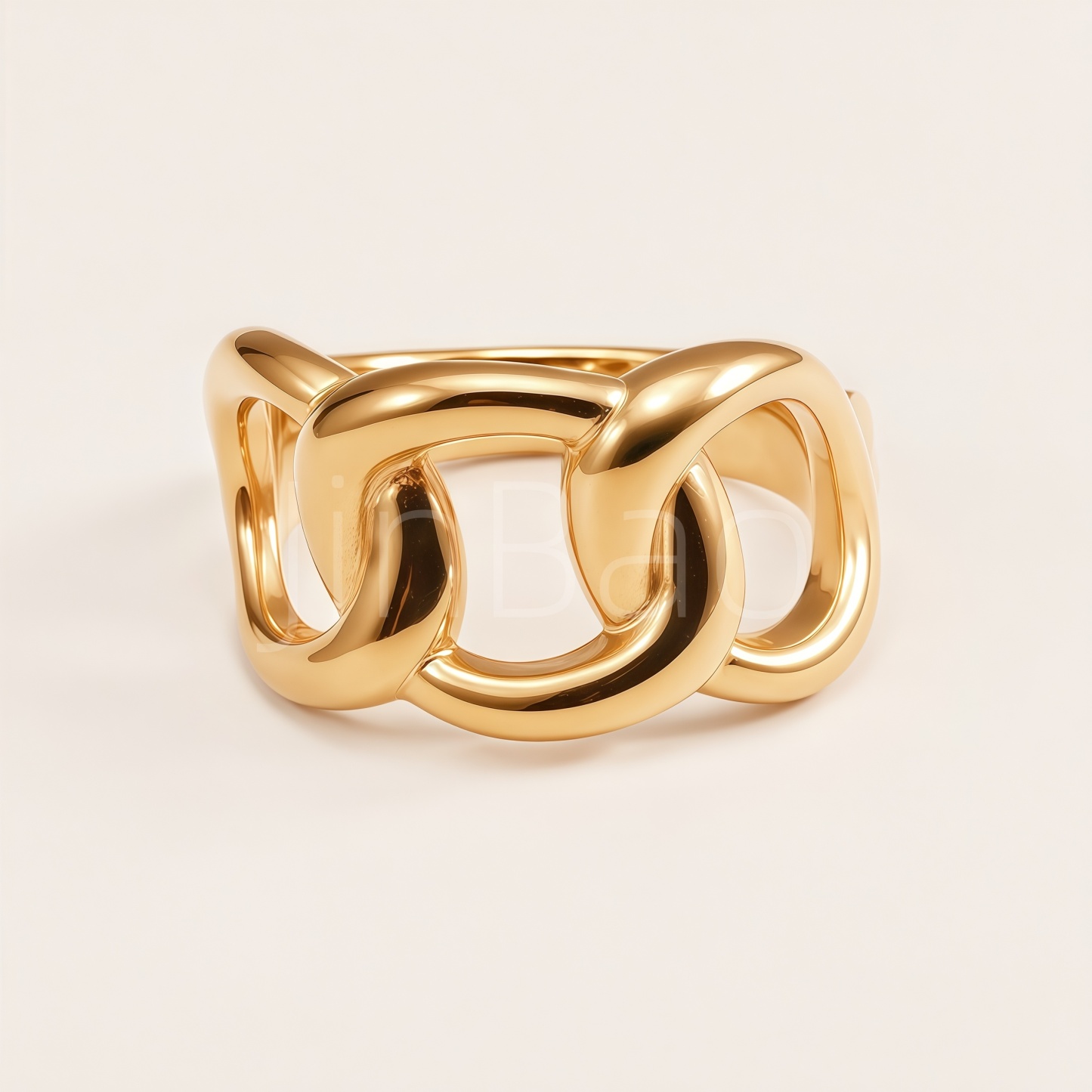 Thick Interlocking Chain Knot Hollow Ring for Women | E00464