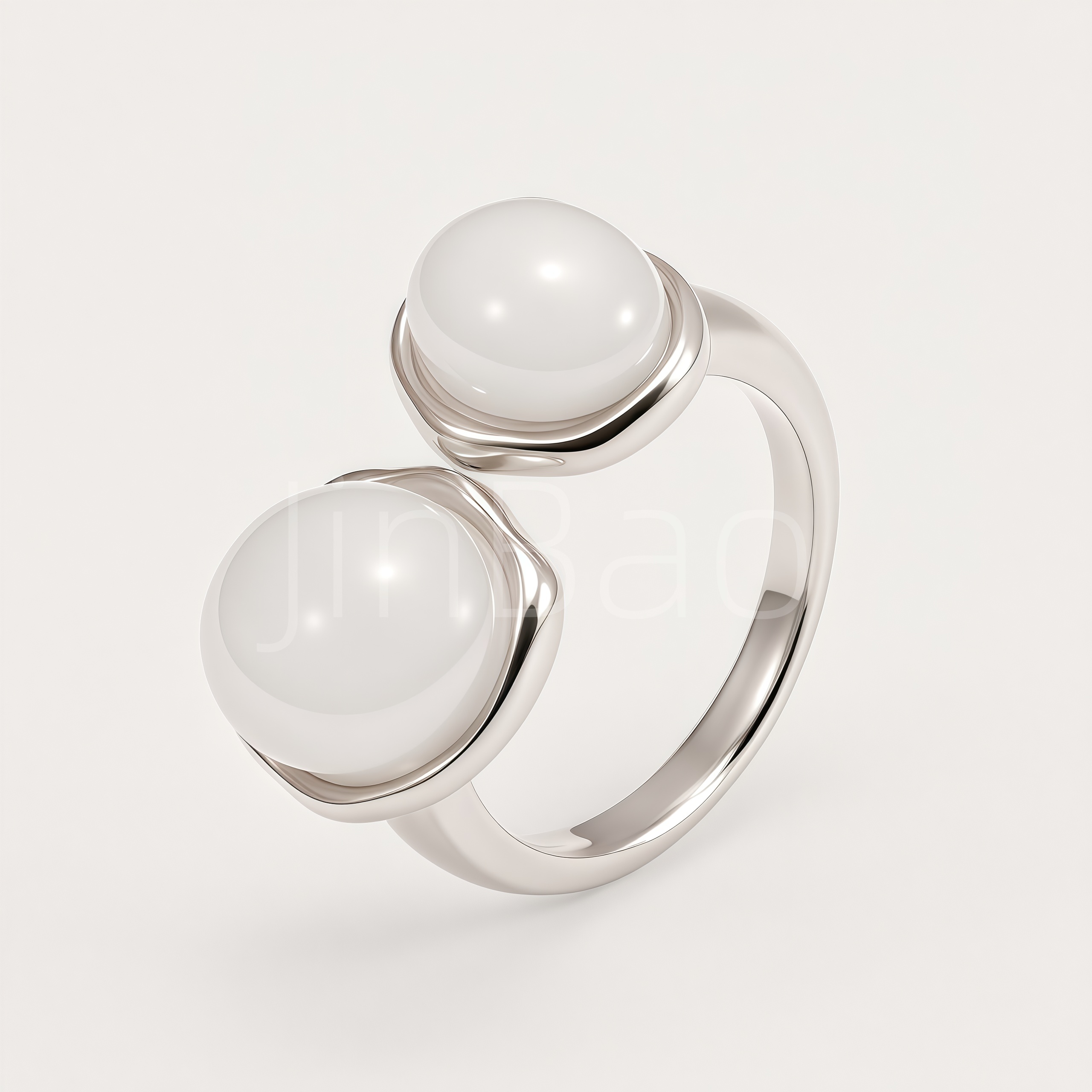 Twin Cabochon Minimalist Women Ring | N002824