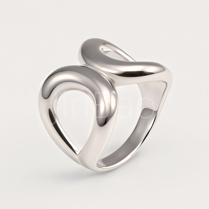 Chunky Fluid Twisted Double Loop Sculpture Ring for Women | E00504