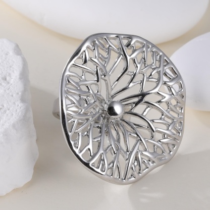 Elegant Hollow Flower Design Stainless Steel Women's Waterproof Ring丨G005935-JinBaoJewerly
