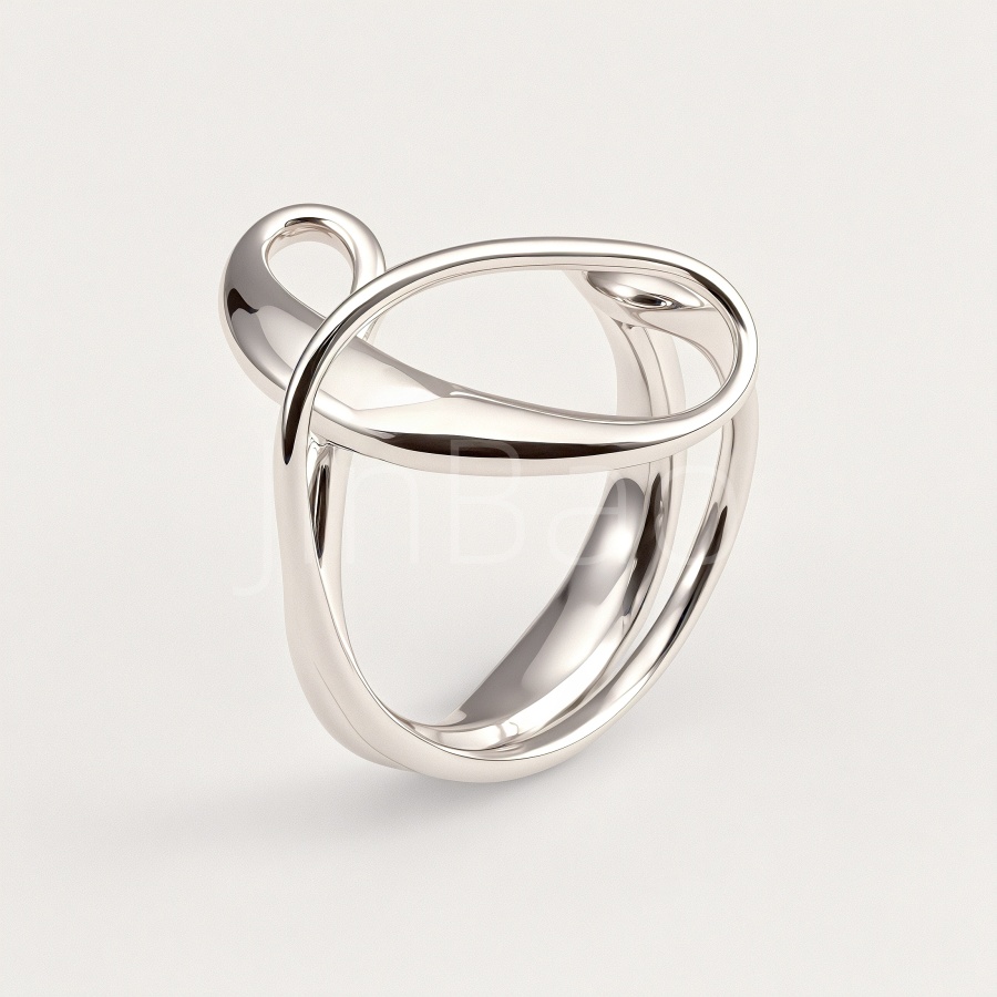 Fluid Sculpture Twisted Loop Open Ring for Women | E00484
