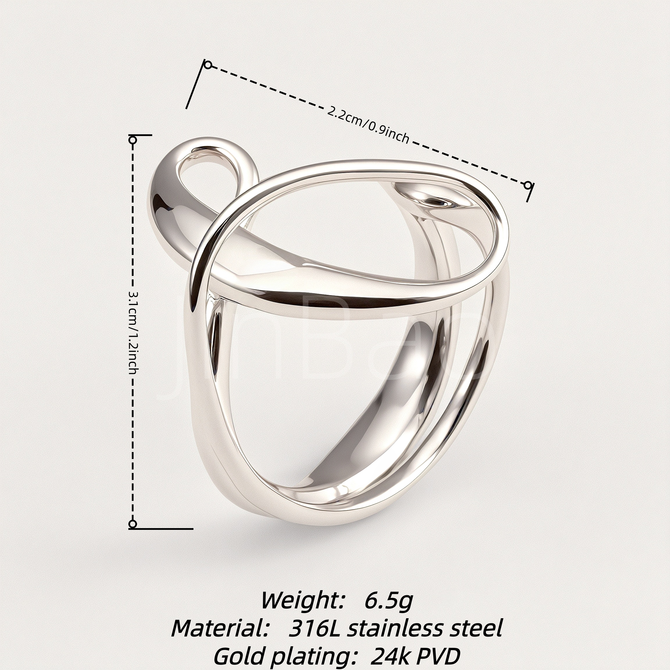 Fluid Sculpture Twisted Loop Open Ring for Women | E00484