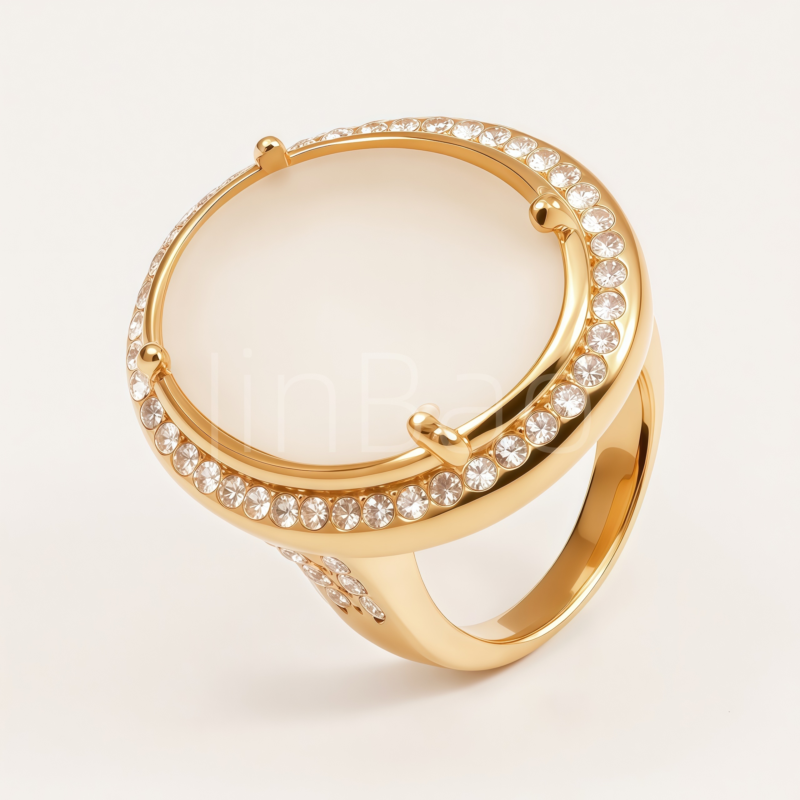 Hollow Crescent Moon Paved CZ Cocktail Ring for Women | E00446