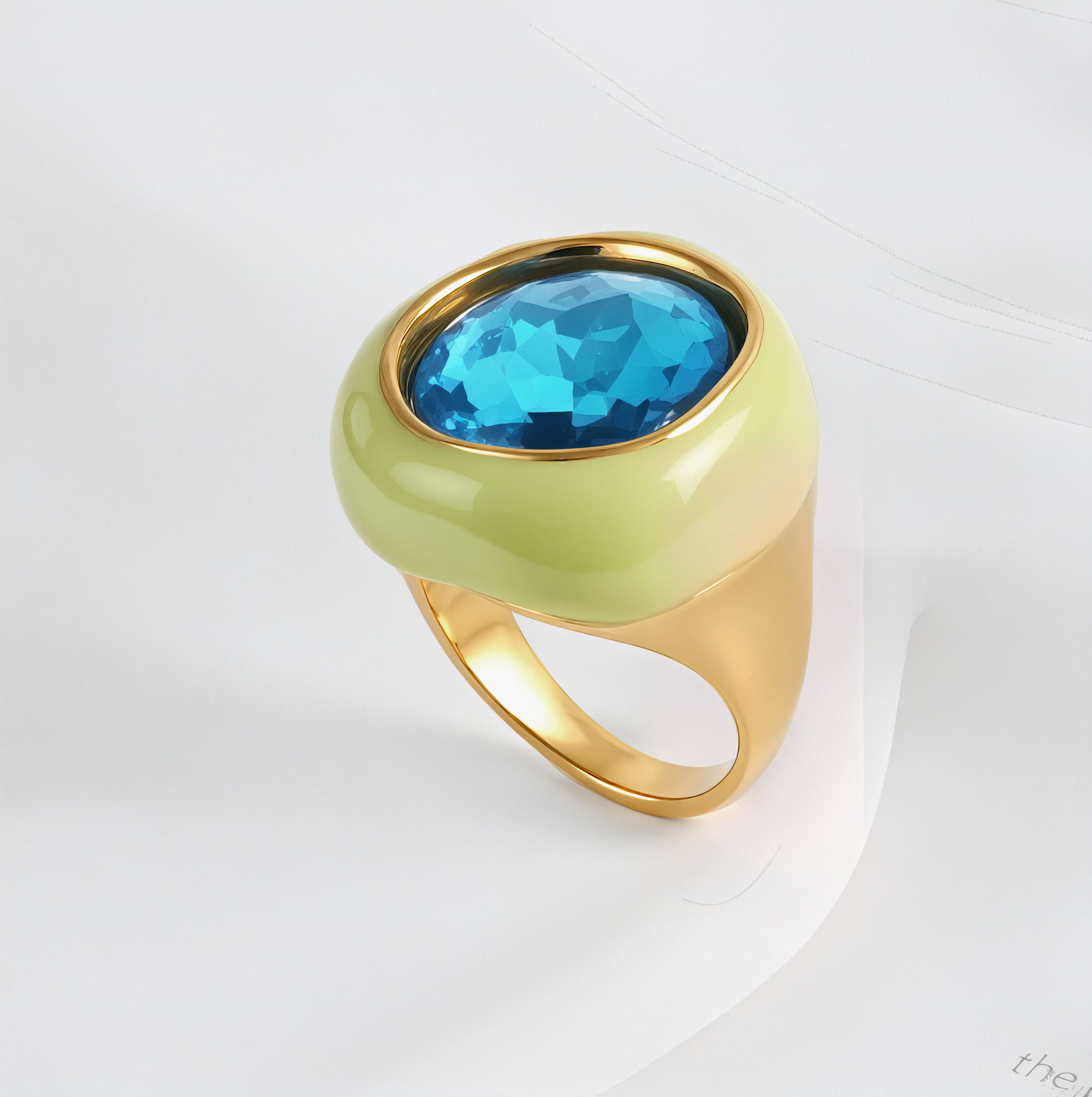 Vintage Stainless Steel Gemstone Ring Colorful Resin Oval Women Ring | G004606