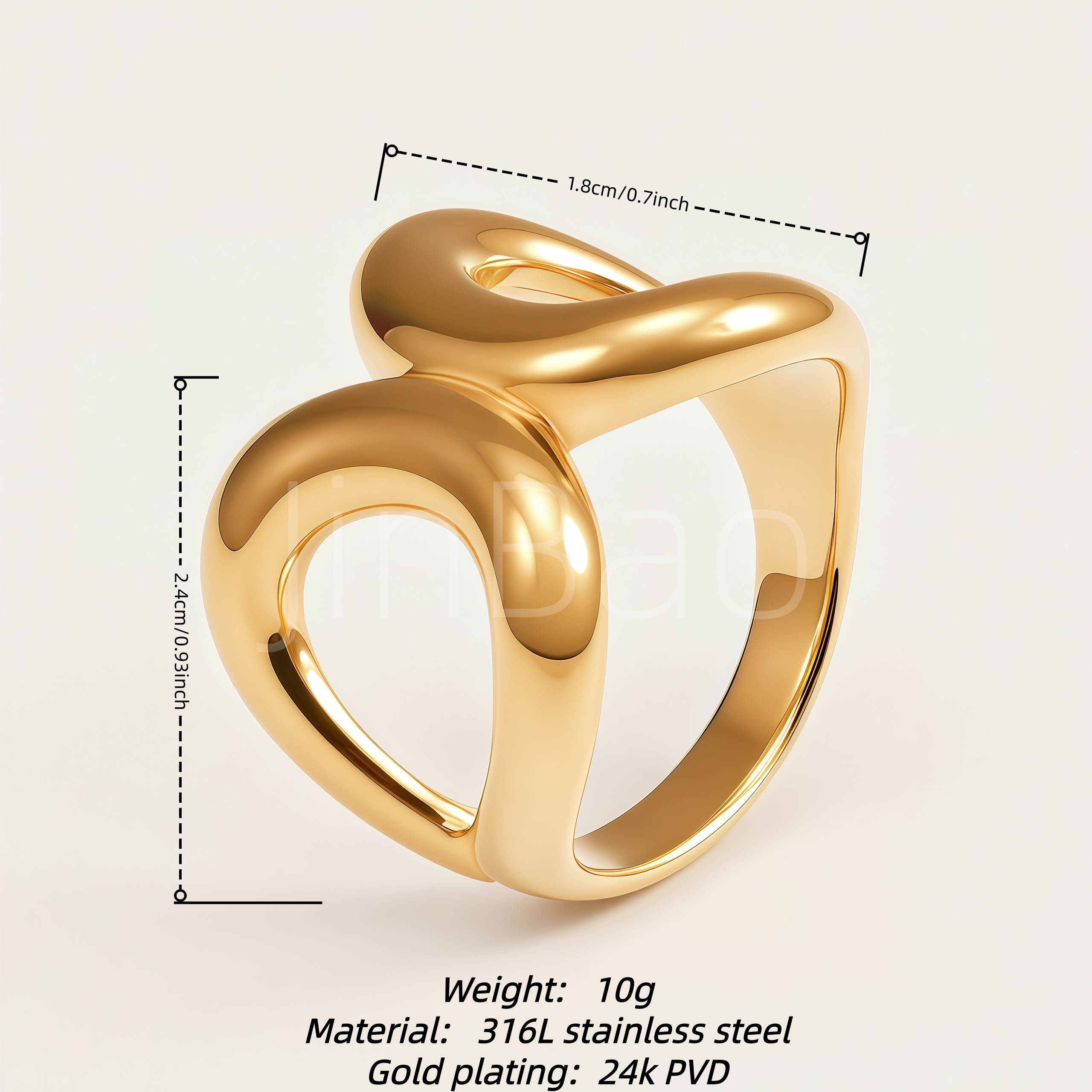 Chunky Fluid Twisted Double Loop Sculpture Ring for Women | E00504