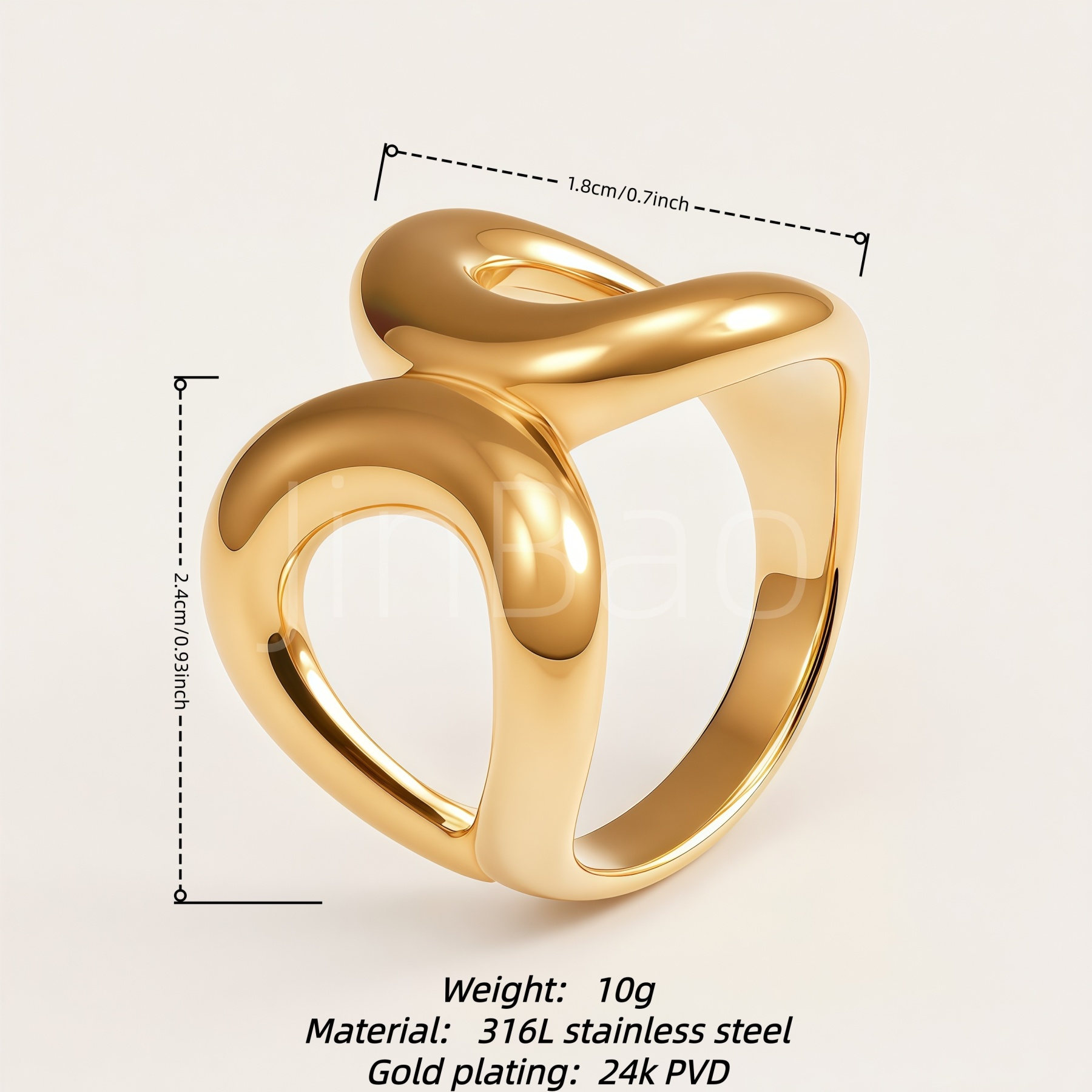 Chunky Fluid Twisted Double Loop Sculpture Ring for Women | E00504