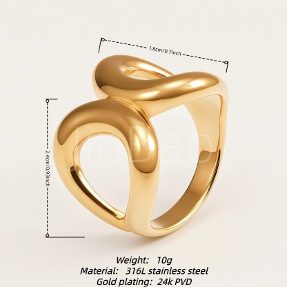Chunky Fluid Twisted Double Loop Sculpture Ring for Women | E00504