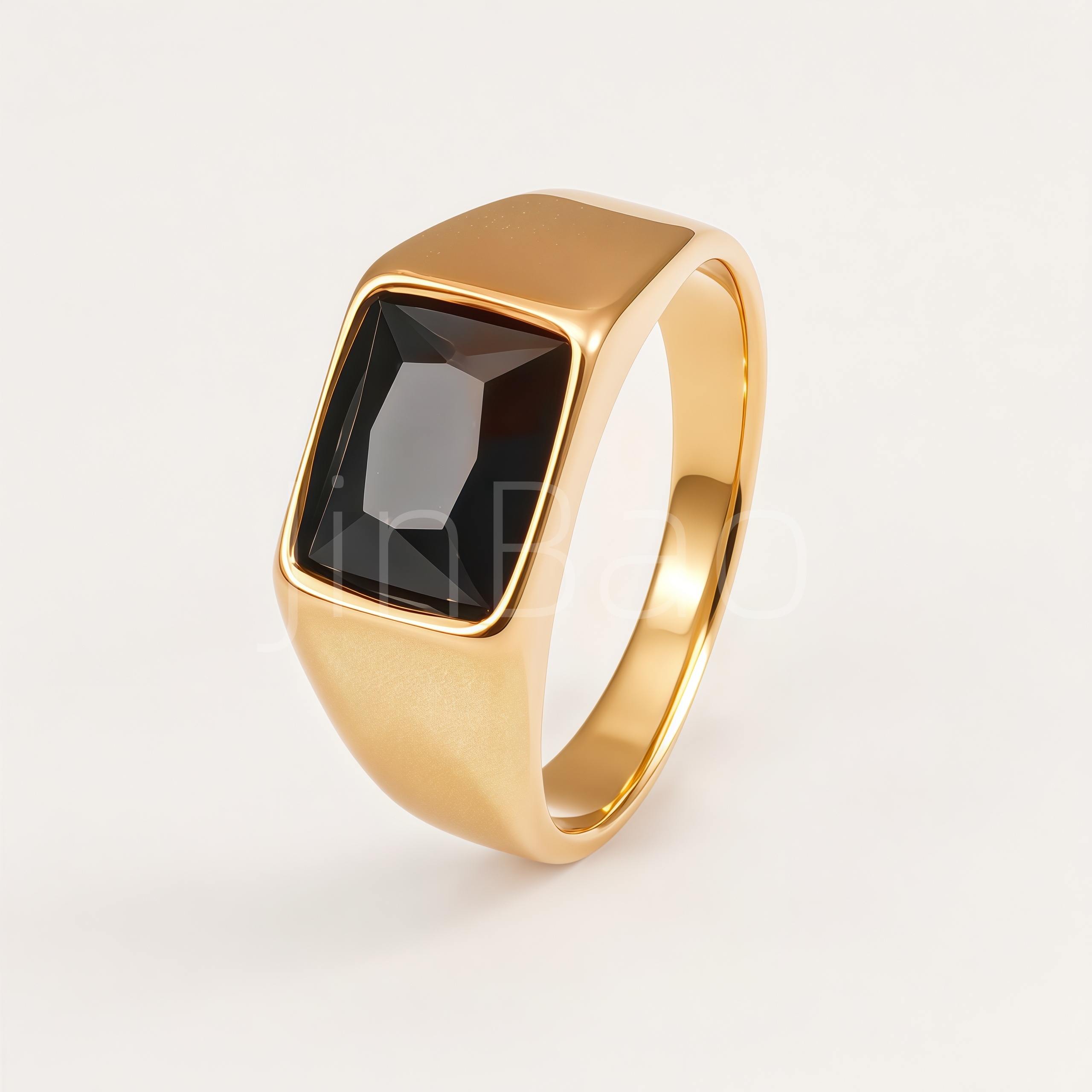 Multi Color Gem Gold Signet Ring Unisex | B134