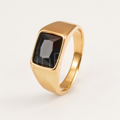 Multi Color Gem Gold Signet Ring Unisex | B134