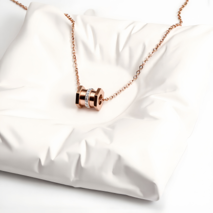 Women's Stainless Steel Rose Gold Tone Cylinder Necklace