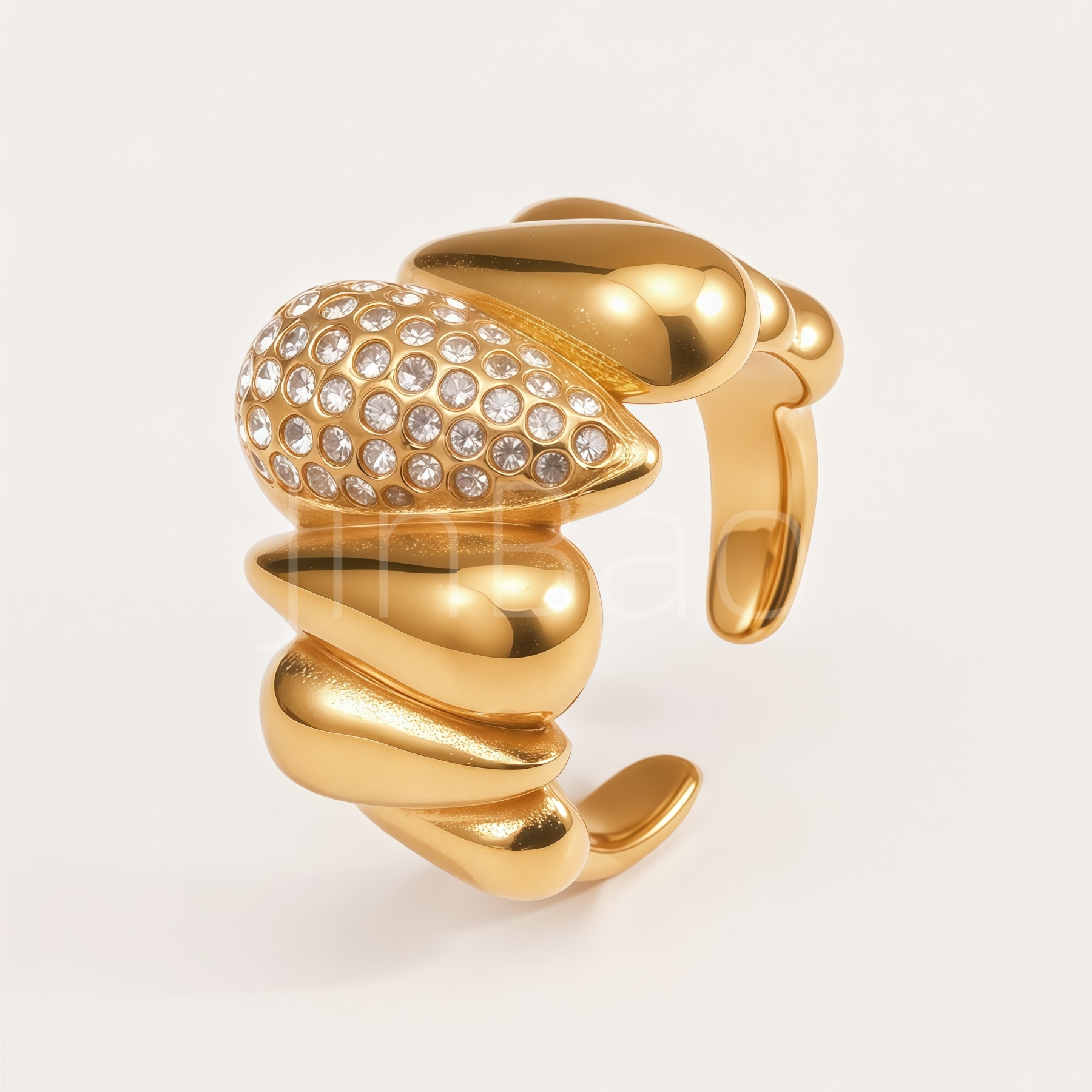 Mint Cream Enamel Open Adjustable Women Ring | N002844