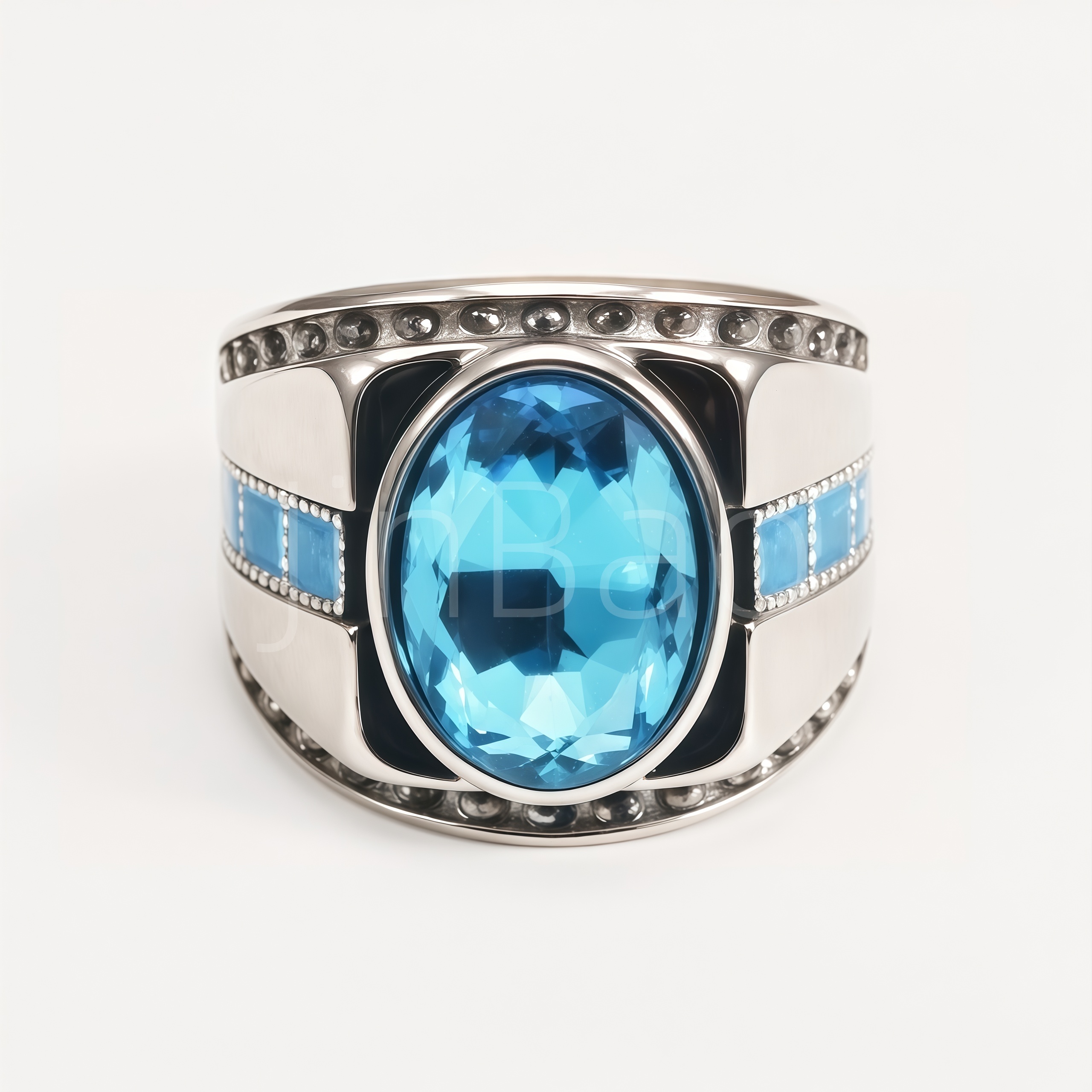 Chunky Modern Geometric Steel Men Ring | B197
